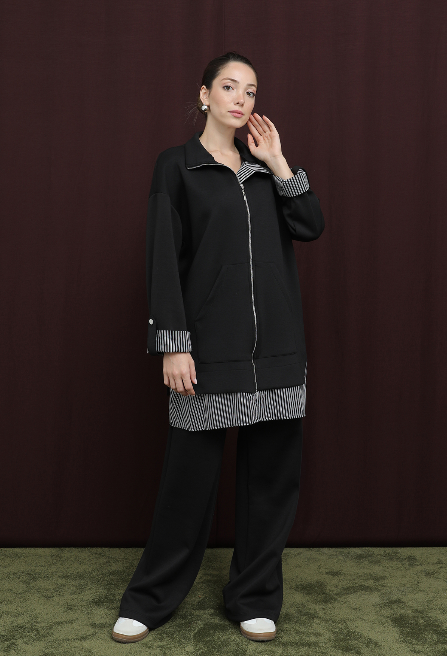 Oversized Fit Tracksuit With Striped Pattern - Brand: Puane - Women & Kids, Baby Clothes Wholesale - TheBS Women