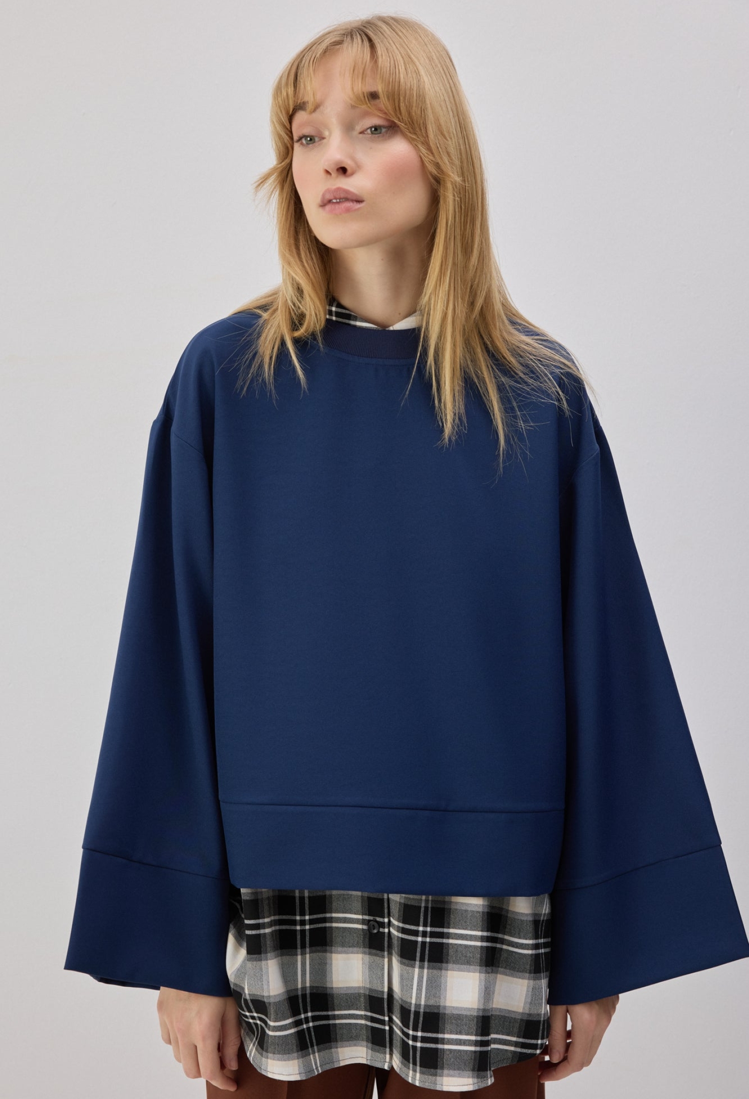 Oversized Fit Checkered Blouse - Brand: Touche Prive - Women & Kids, Baby Clothes Wholesale - TheBS Women