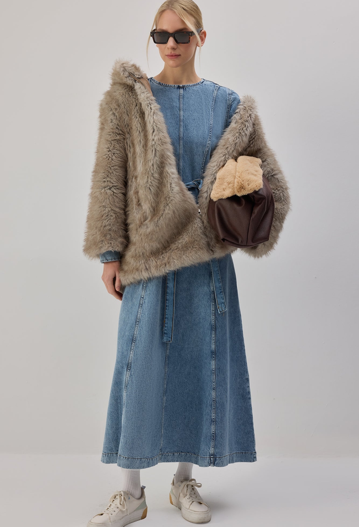 A-Line Dress With Long Sleeve And Round Neck - Brand: Touche Prive - Women & Kids, Baby Clothes Wholesale - TheBS Women