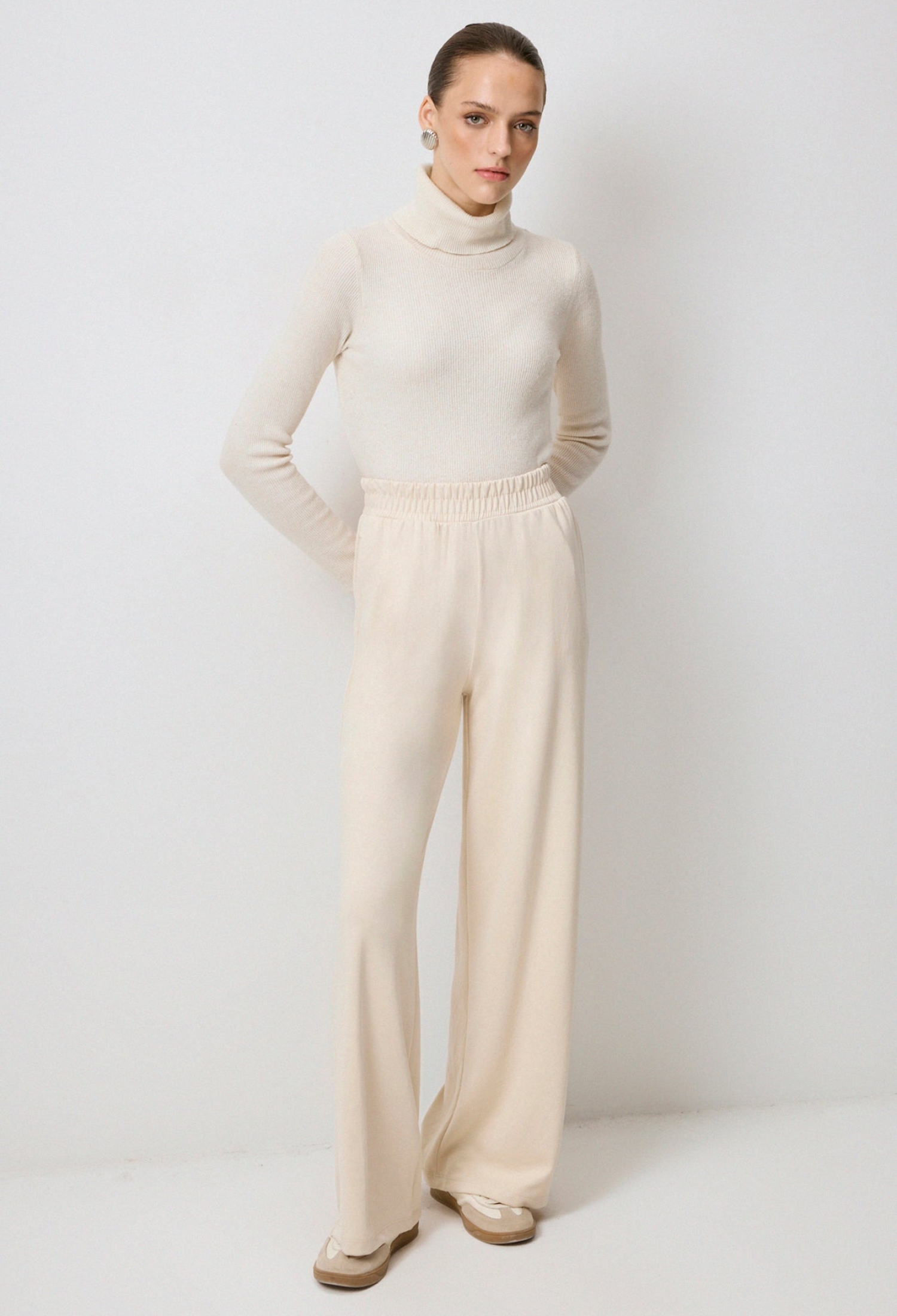 Beige Palazzo Pants With High Waist And Wide Leg - Brand: Touche Prive - Women & Kids, Baby Clothes Wholesale - TheBS Women