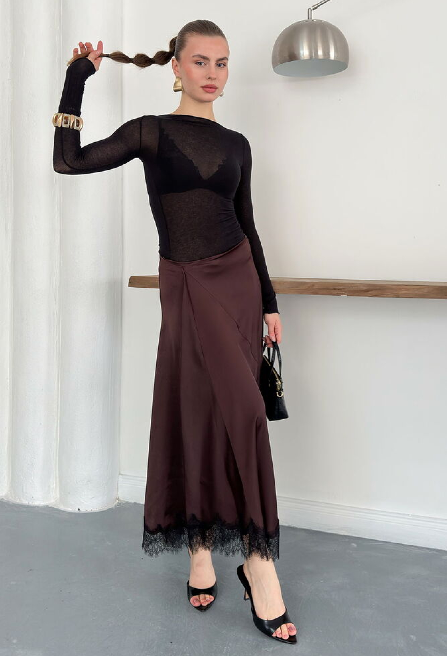 Elegant Formal Vintage Glam Modest Retro A-Line Maxi High Waist Pull On Plain Skirt - Brand: Topshow - Women & Kids, Baby Clothes Wholesale - TheBS Women