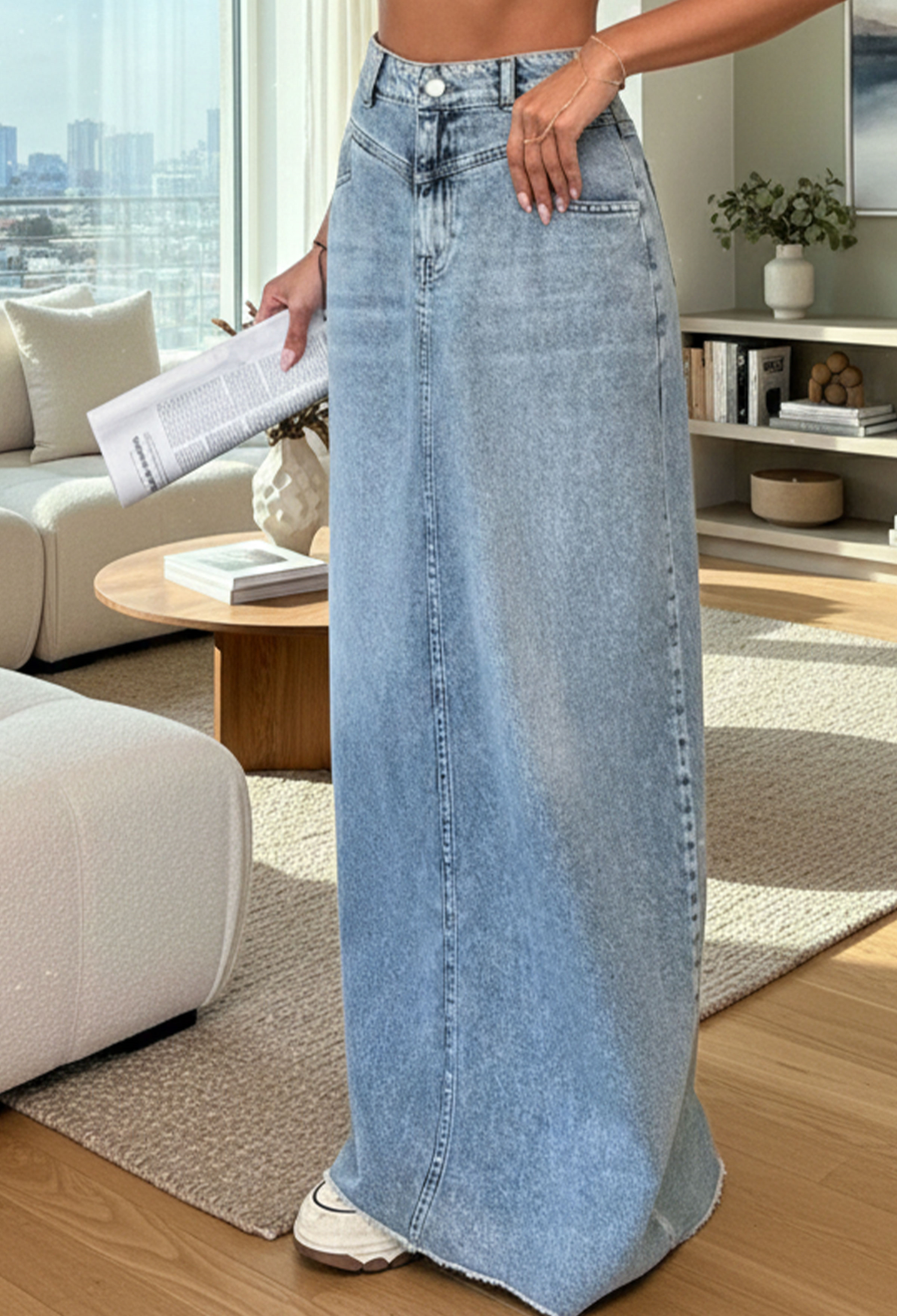 Blue Bodycon Maxi Skirt With Patch Pockets - Brand: Lustrin - Women & Kids, Baby Clothes Wholesale - TheBS Women