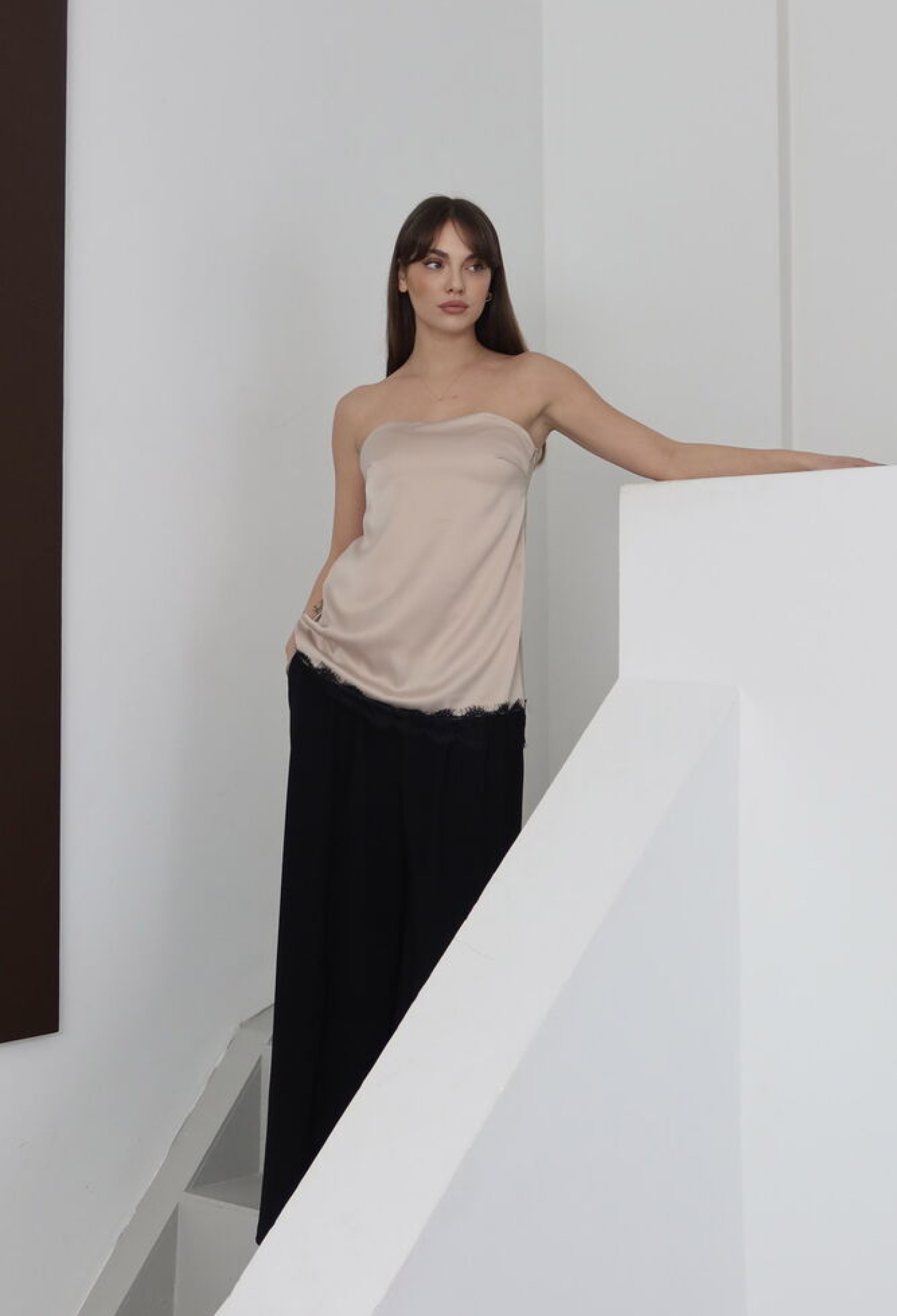 Beige Strapless Cap Sleeve Blouse - Brand: Topshow - Women & Kids, Baby Clothes Wholesale - TheBS Women