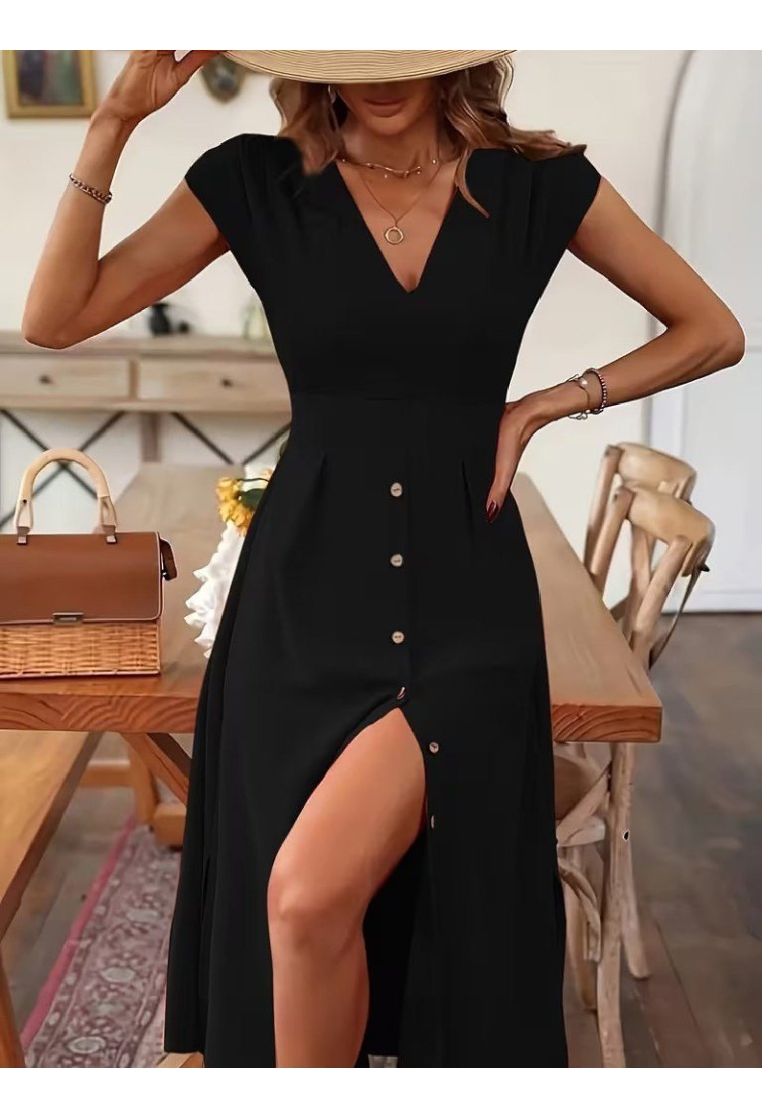 Fit And Flare V-Neck Midi Dress - Brand: Janes - Women & Kids, Baby Clothes Wholesale - TheBS Women