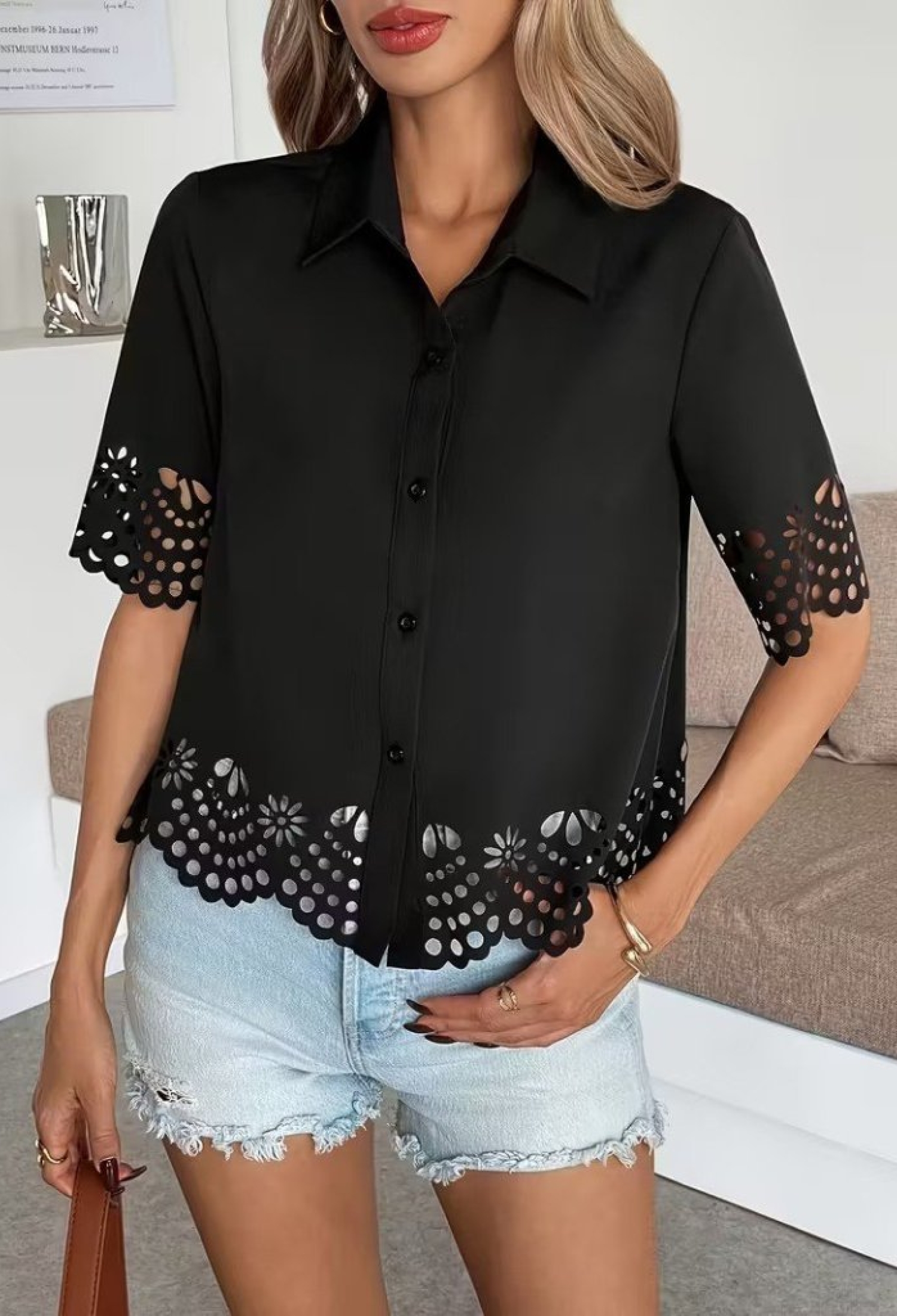 Blouse With Polo Neck And Half Sleeves - Brand: Janes - Women & Kids, Baby Clothes Wholesale - TheBS Women