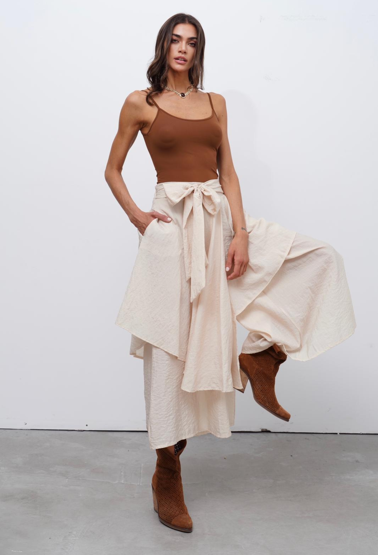 Beige Boho Casual Elegant Streetwear Palazzo Pants - Brand: Cream Rouge - Women & Kids, Baby Clothes Wholesale - TheBS Women