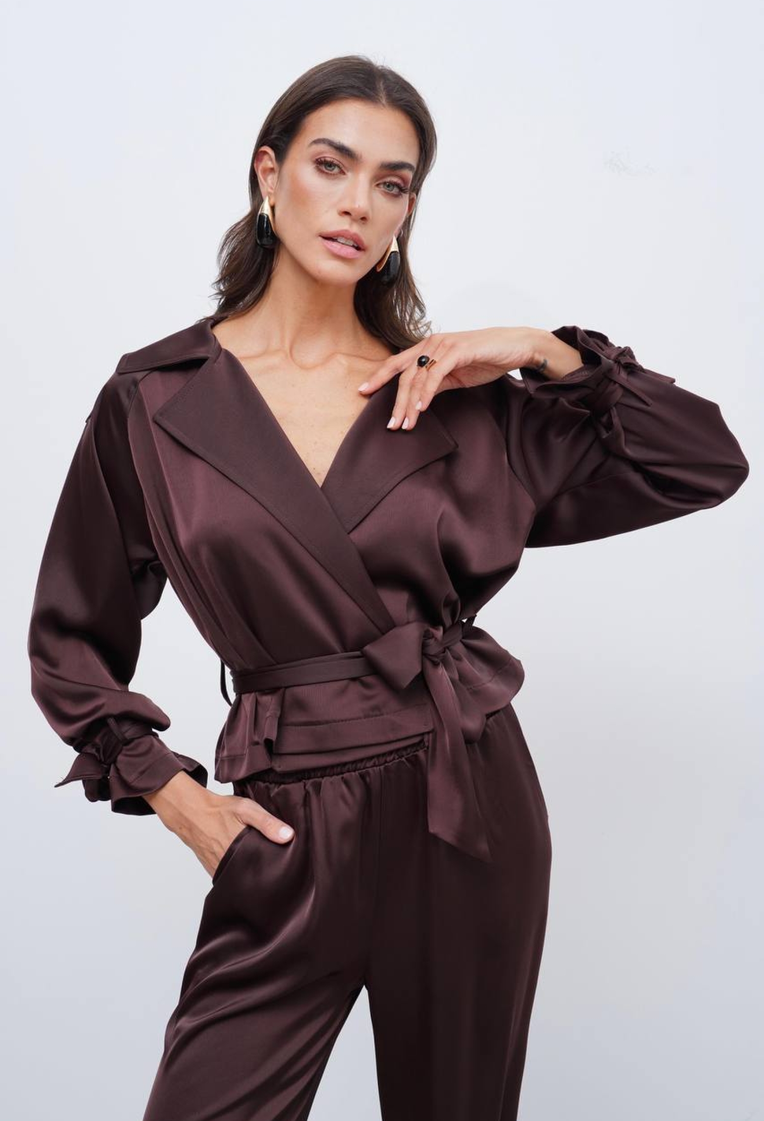 Claret Red Elegant Wrapover Jacket - Brand: Cream Rouge - Women & Kids, Baby Clothes Wholesale - TheBS Women