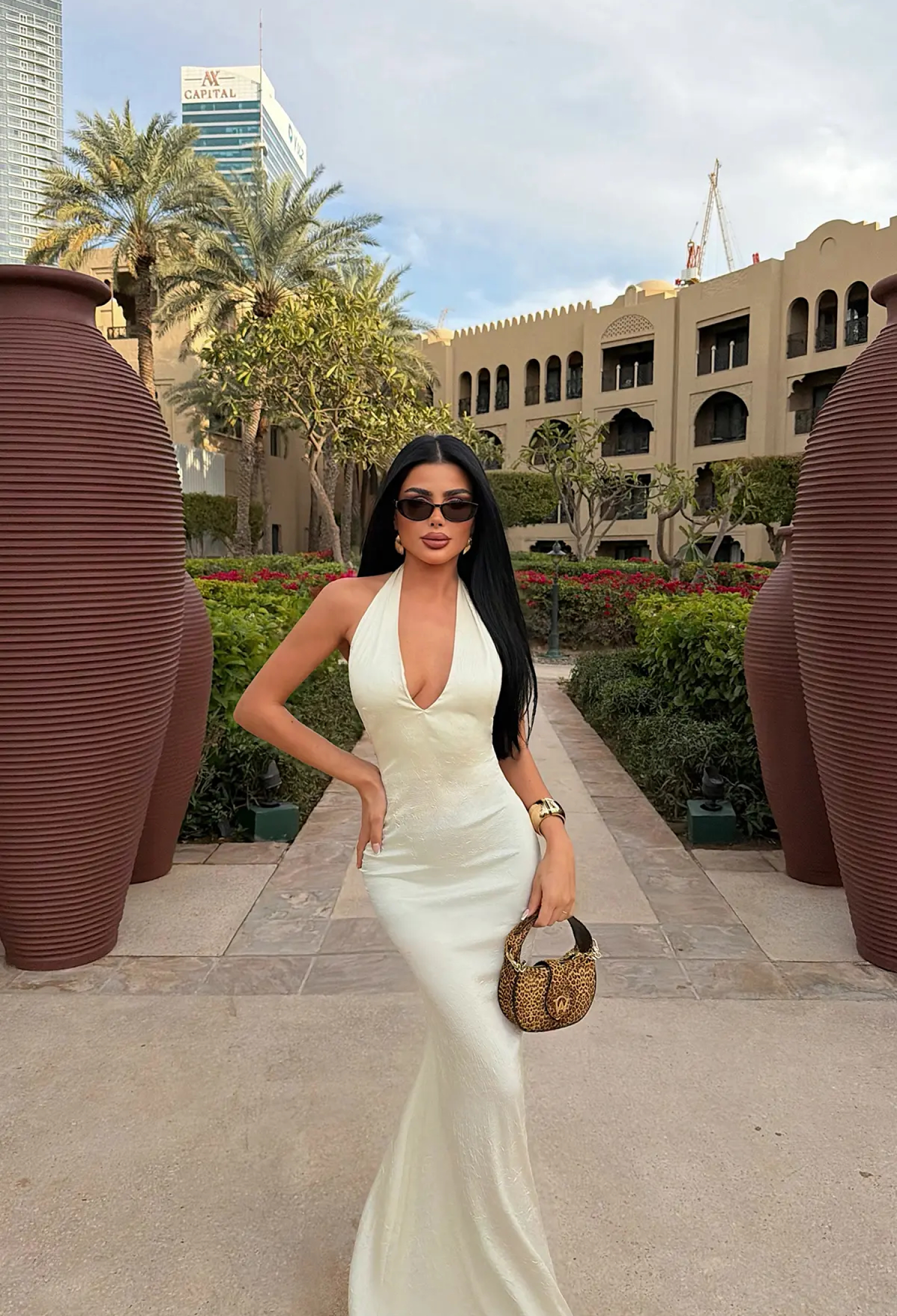 White Elegant Sheath Dress With Halter Neck - Brand: EYYO ATELIER - Women & Kids, Baby Clothes Wholesale - TheBS Women