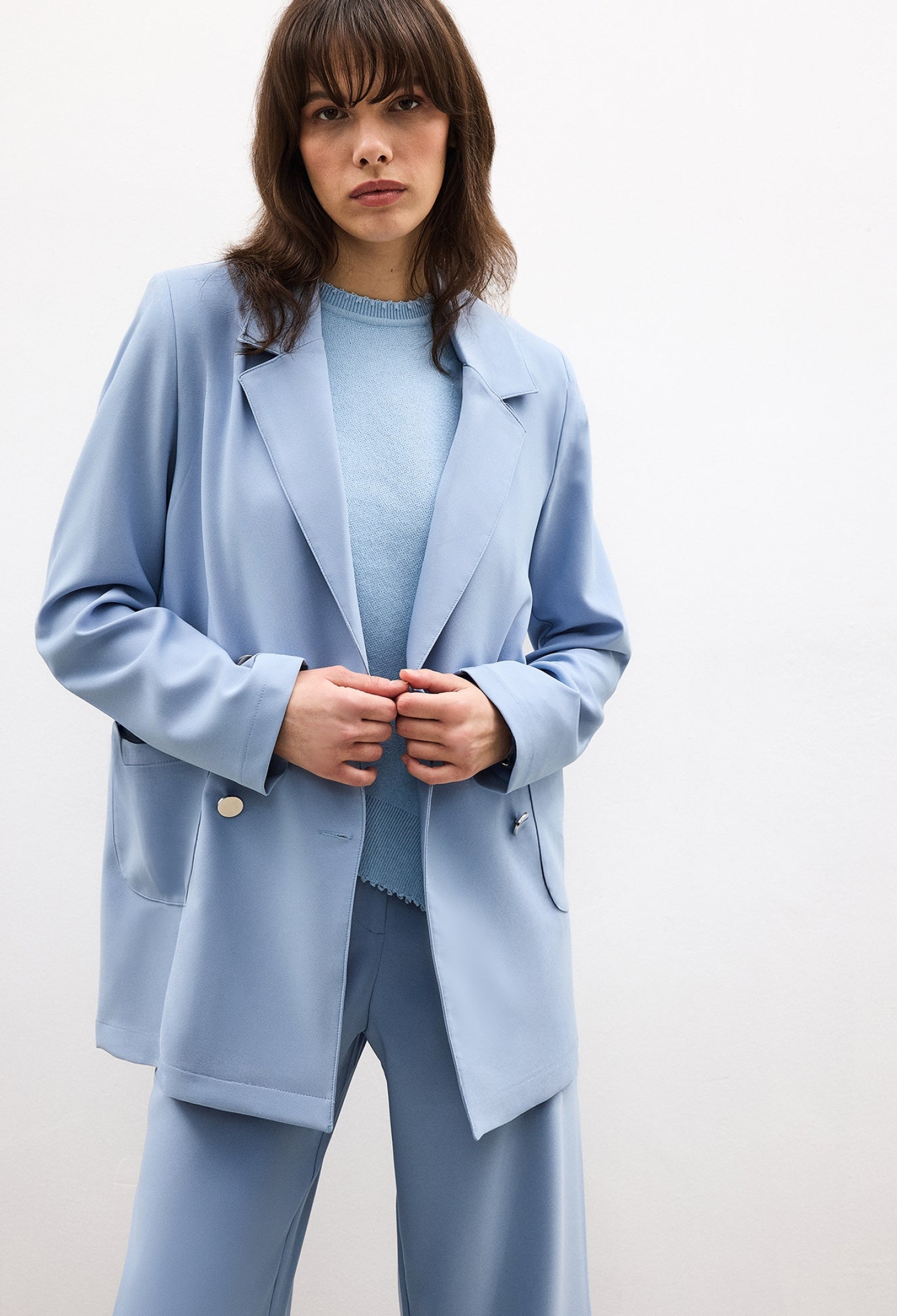 Blue Double-Breasted Blazer Jacket - Brand: Touche Prive - Women & Kids, Baby Clothes Wholesale - TheBS Women