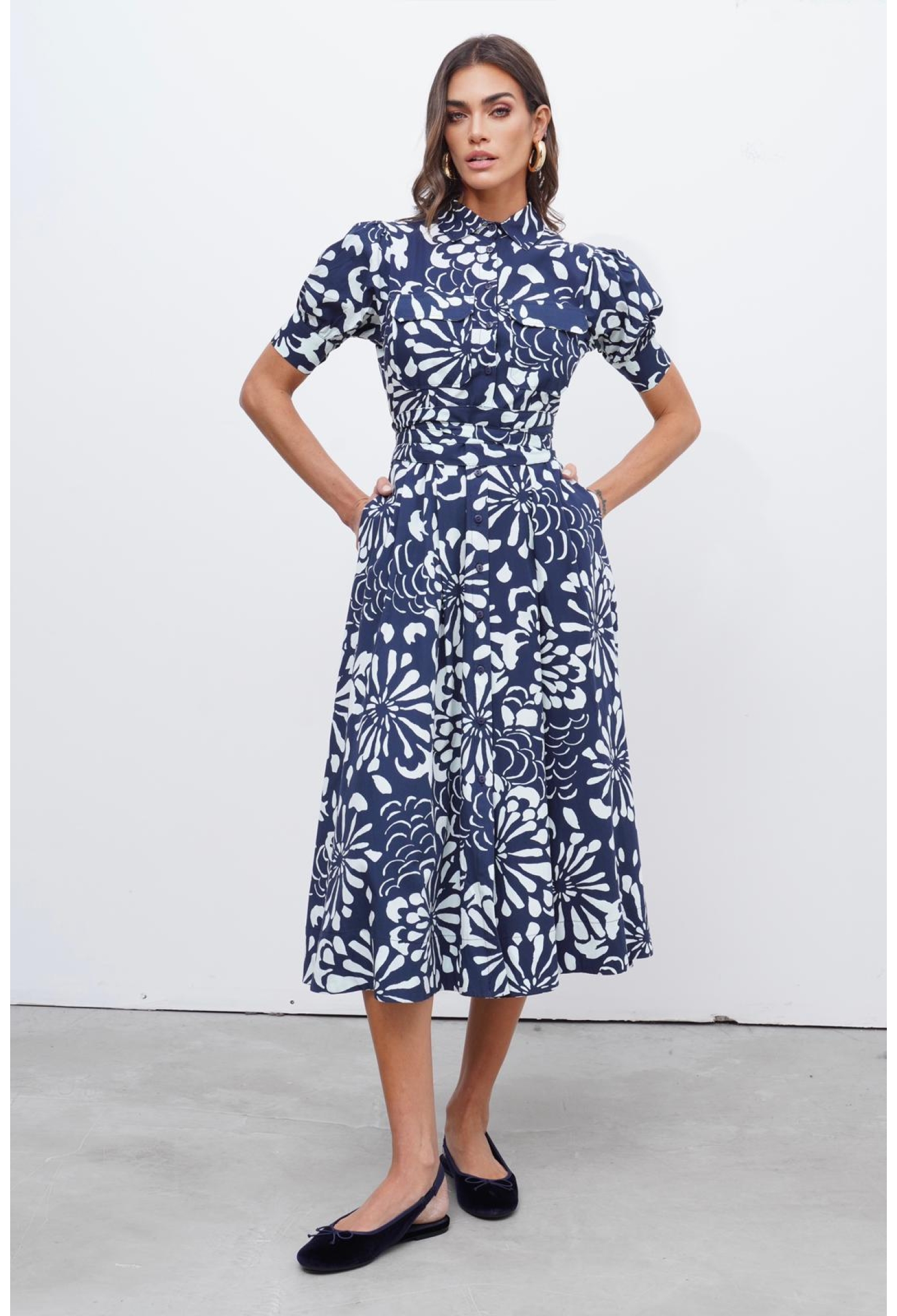 Elegant Midi Shirt Dress - Brand: Cream Rouge - Women & Kids, Baby Clothes Wholesale - TheBS Women