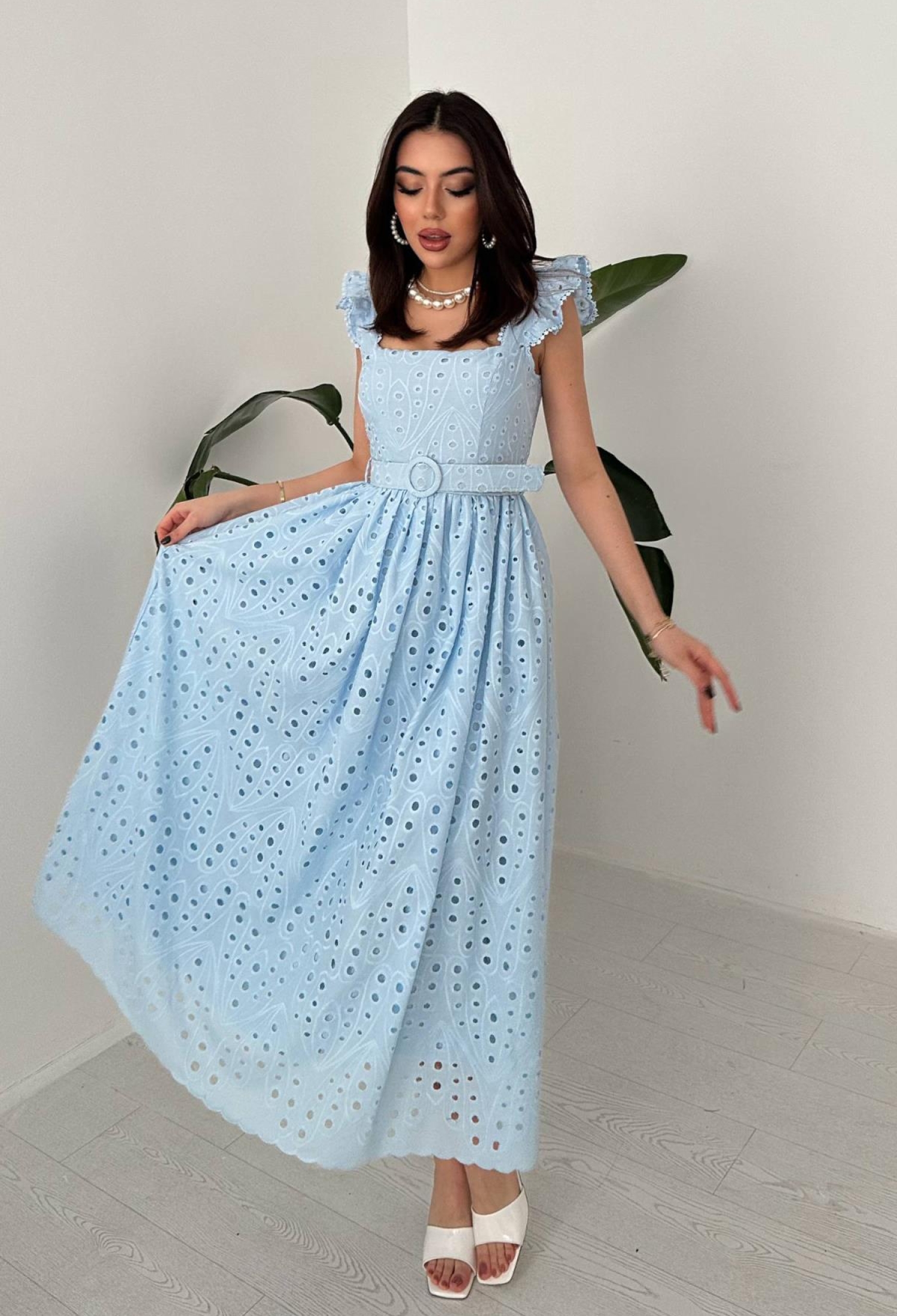 ElegantA-Line Dress With Ruffle Cap Sleeves - Brand: Elisa - Women & Kids, Baby Clothes Wholesale - TheBS Women