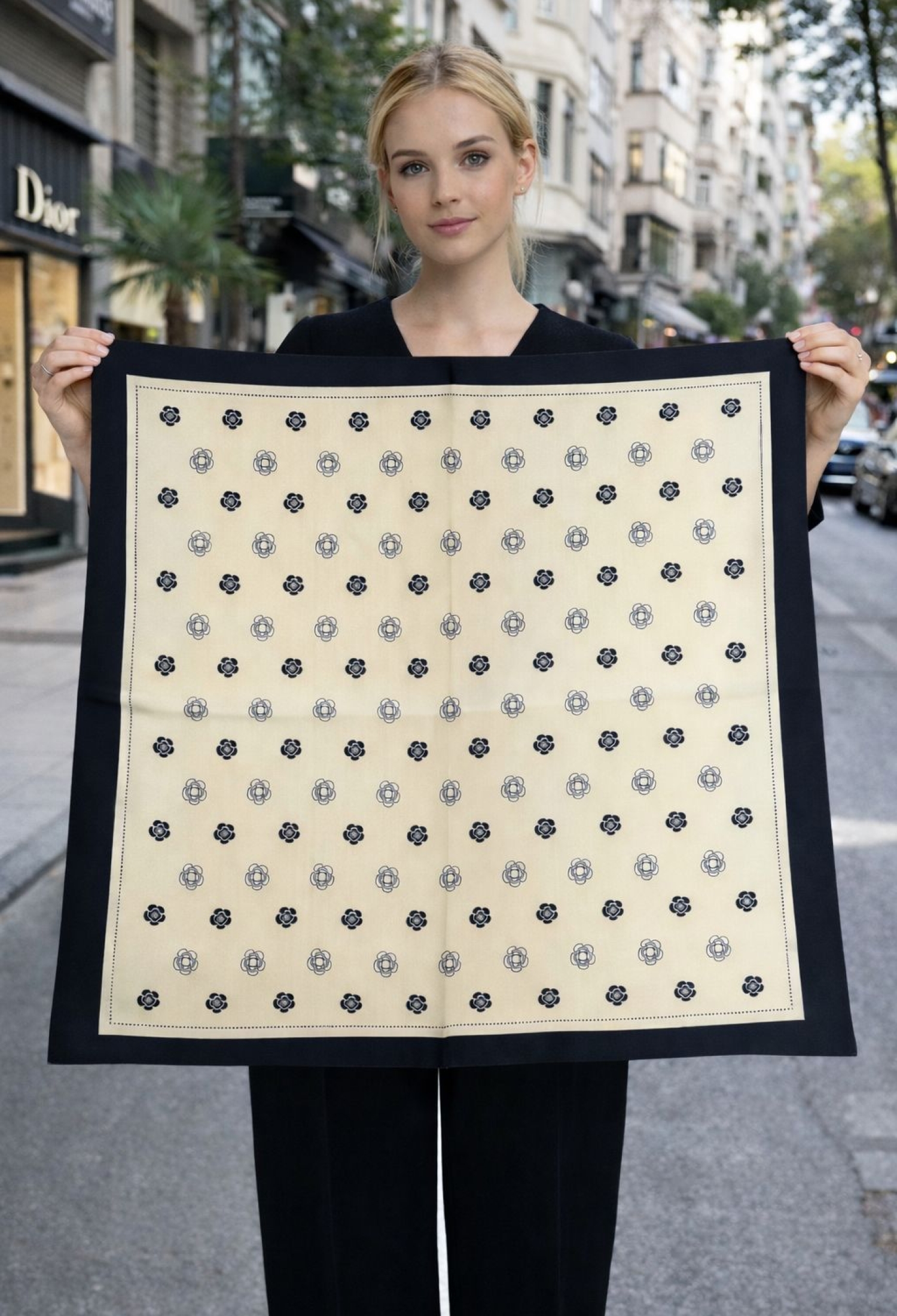 Beige Elegant Shawl With Floral And Polka Dot Pattern - Brand: Axesoire - Women & Kids, Baby Clothes Wholesale - TheBS Women