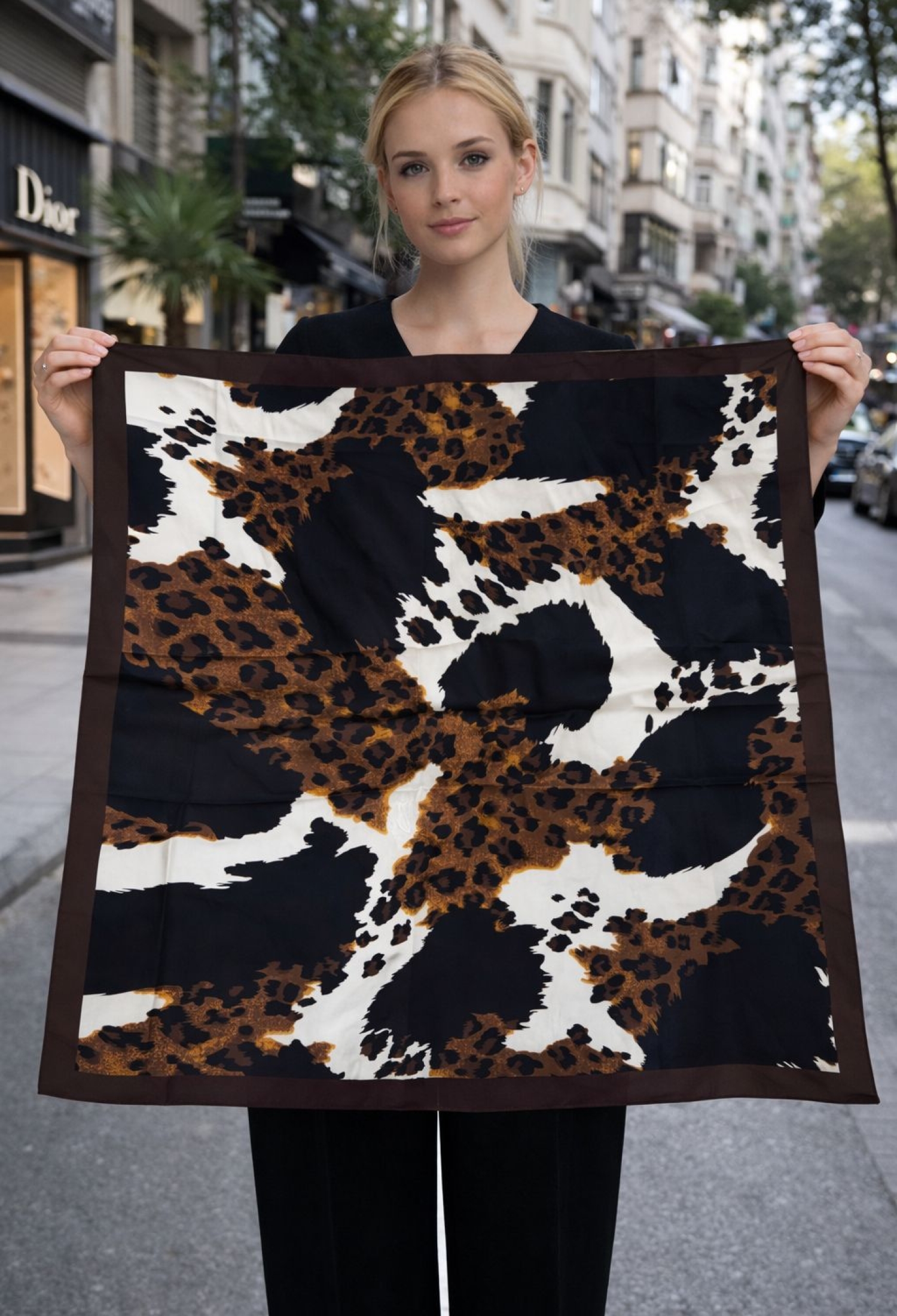 Black Animal Print Shawl For Work & Party - Brand: Axesoire - Women & Kids, Baby Clothes Wholesale - TheBS Women
