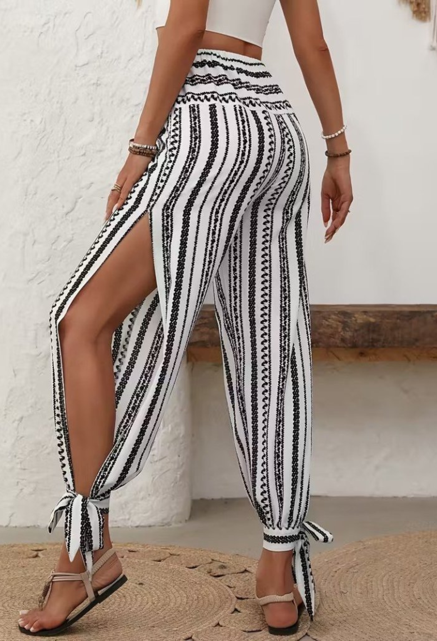 White Striped Jogger Pants High Waist - Brand: Janes - Women & Kids, Baby Clothes Wholesale - TheBS Women
