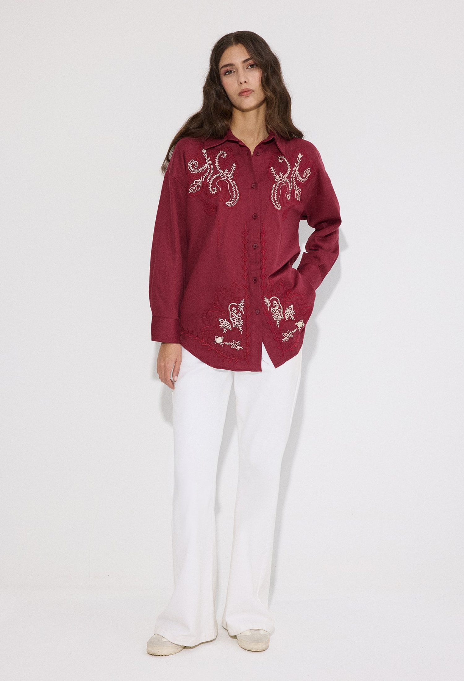 Oversized Floral Buttoned Shirt - Brand: Touche Prive - Women & Kids, Baby Clothes Wholesale - TheBS Women