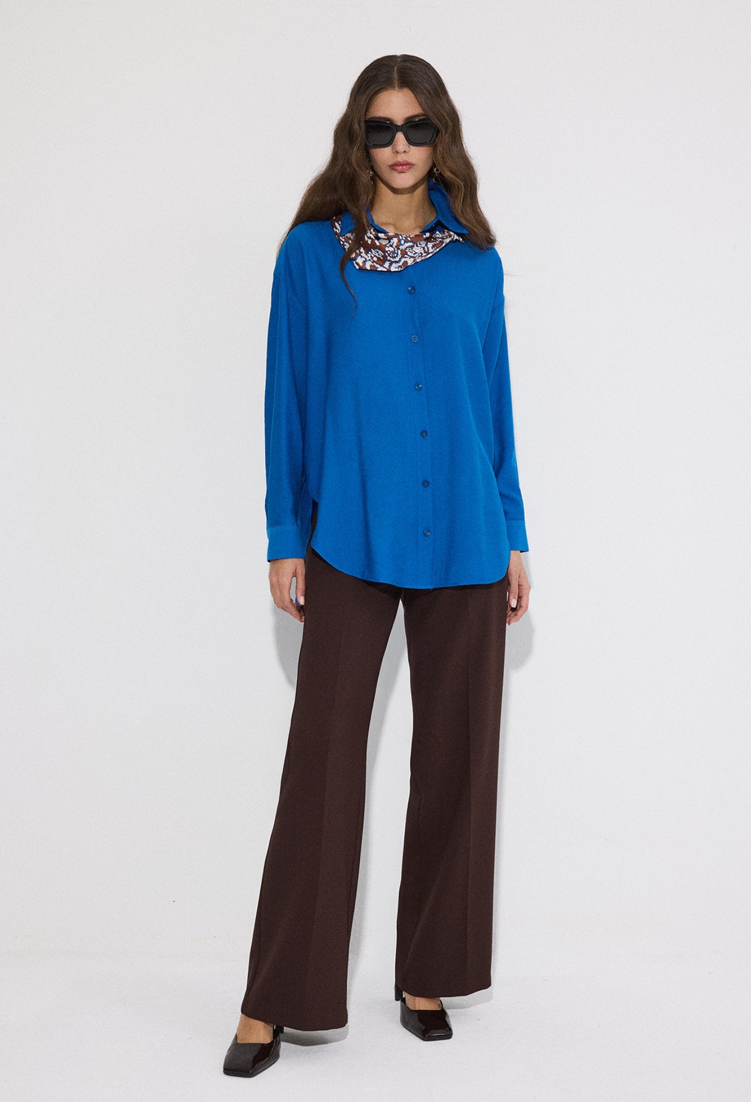 Blue Oversized Fit Polo Neck Shirt - Brand: Touche Prive - Women & Kids, Baby Clothes Wholesale - TheBS Women