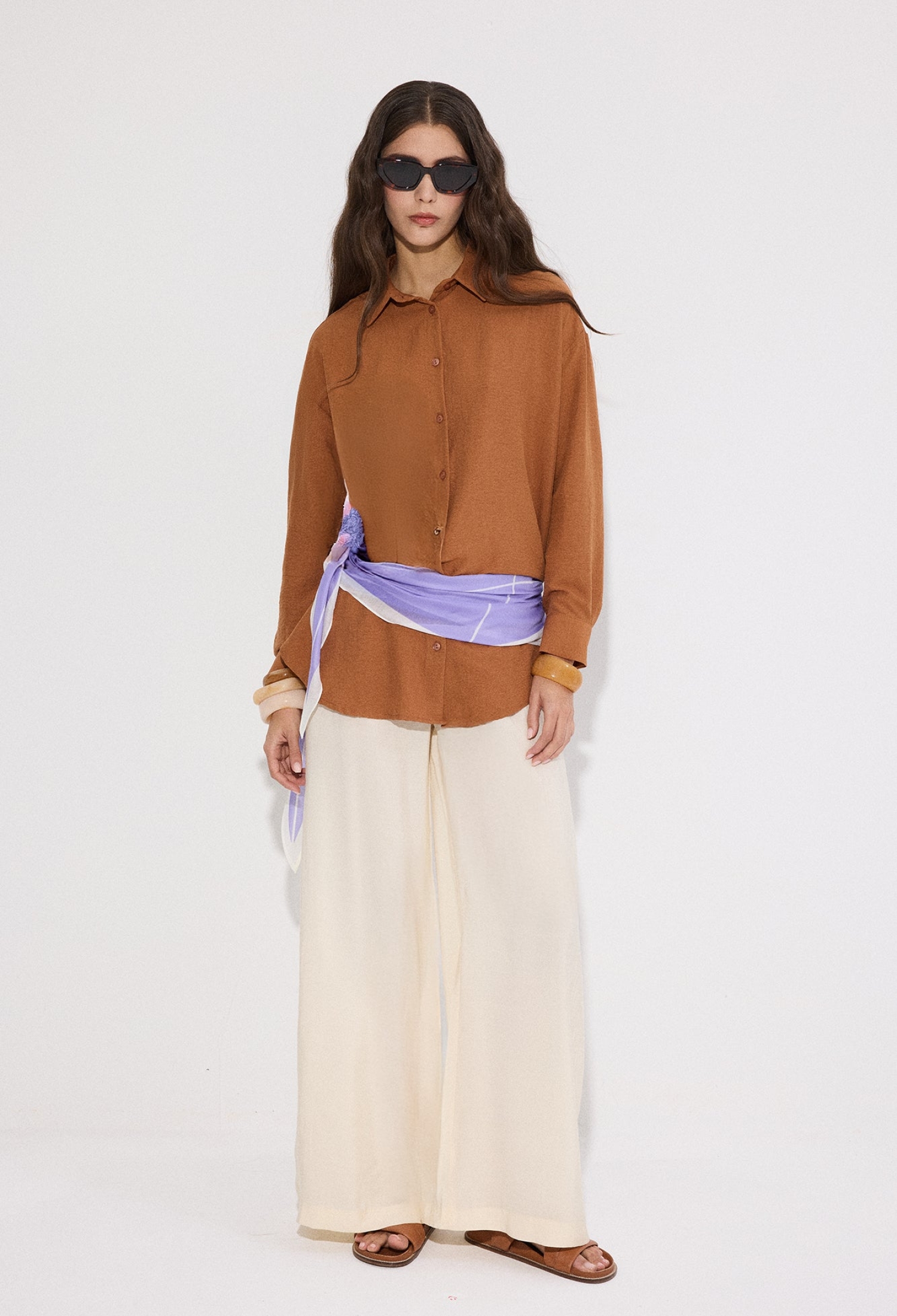 Brown Casual Elegant Formal Shirt - Brand: Touche Prive - Women & Kids, Baby Clothes Wholesale - TheBS Women