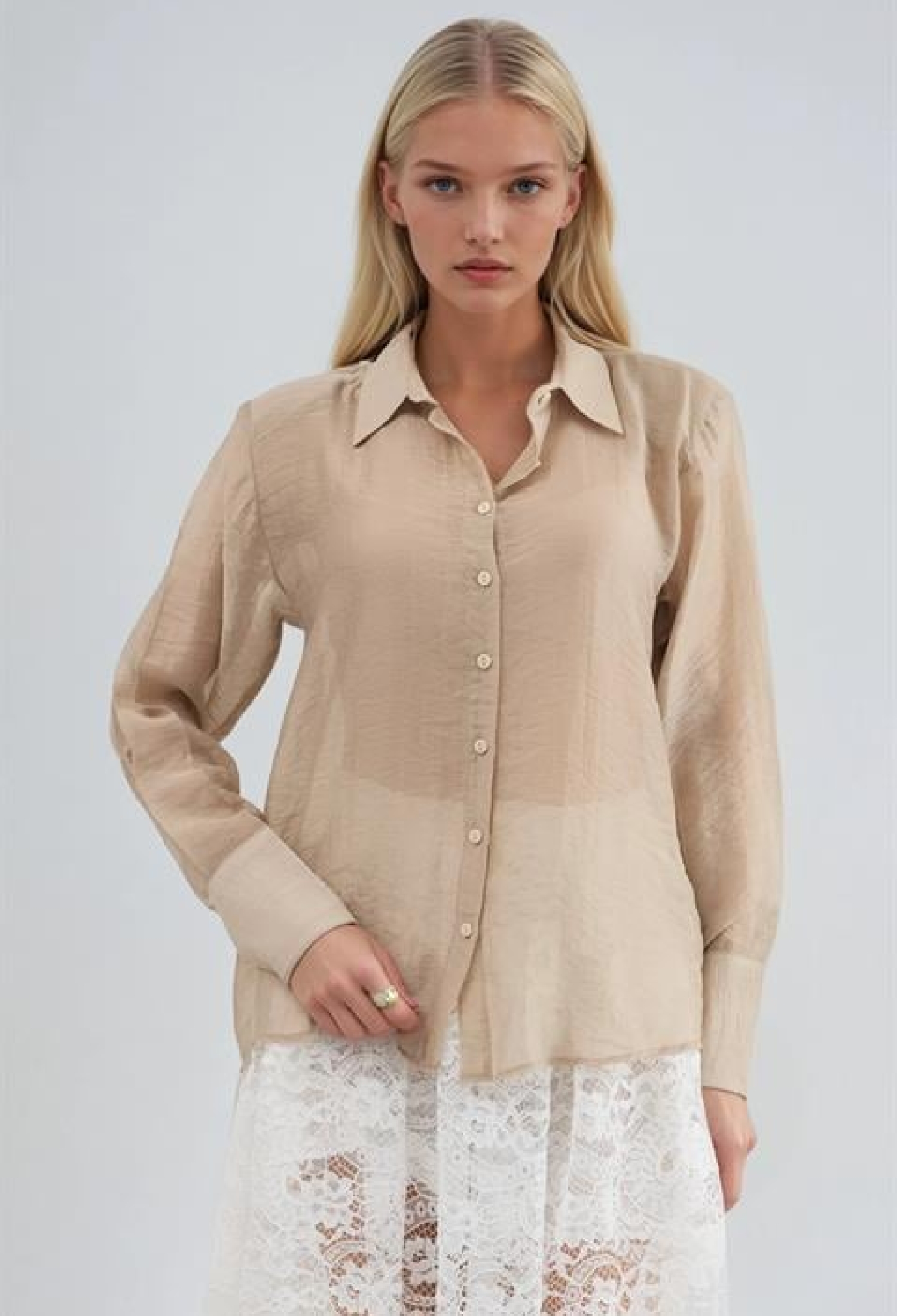 Beige Elegant Casual Formal Shirt - Brand: Sobe Istanbul - Women & Kids, Baby Clothes Wholesale - TheBS Women