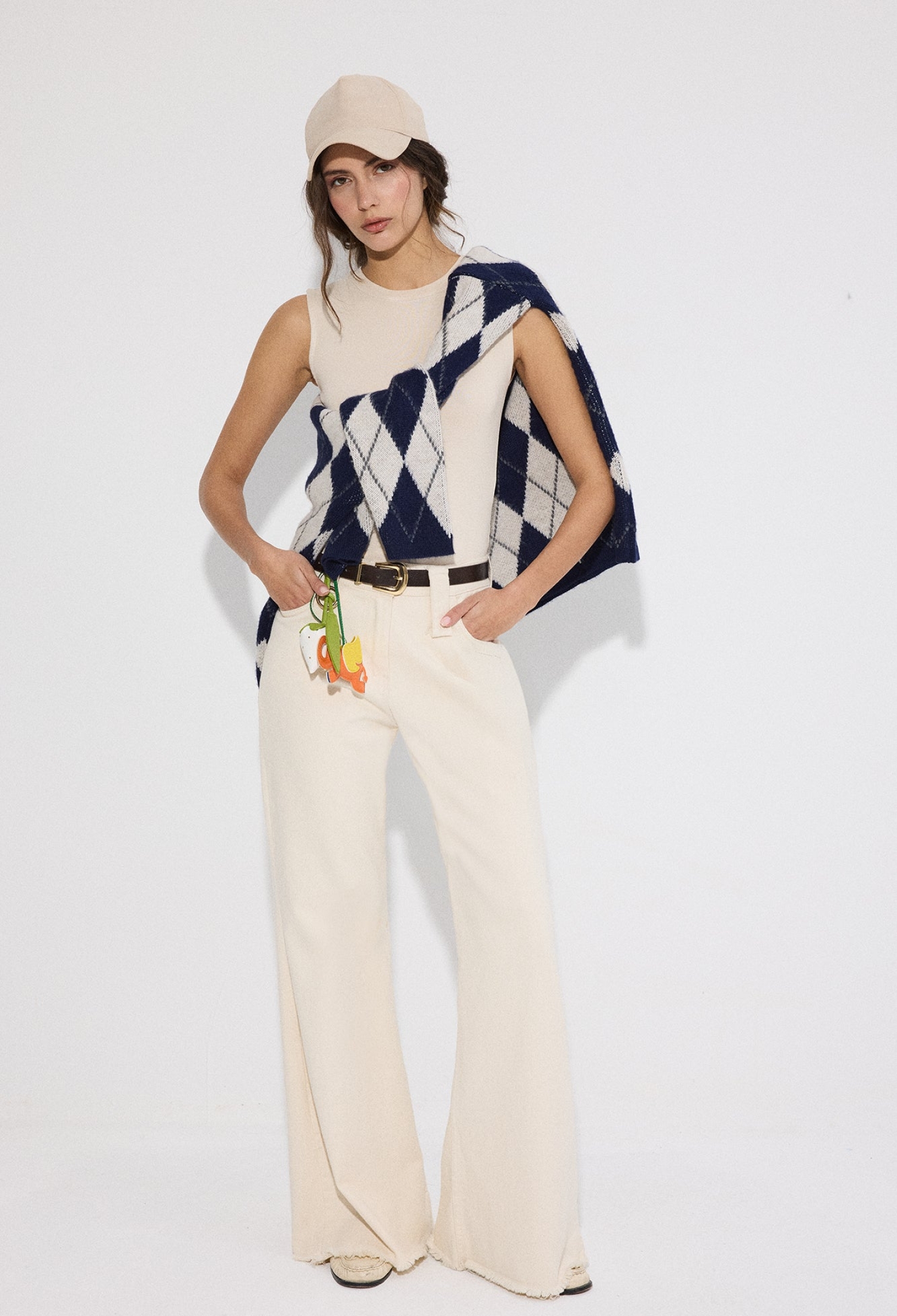 Beige Blouse Sleeveless Slim Fit Round Neck - Brand: Touche Prive - Women & Kids, Baby Clothes Wholesale - TheBS Women