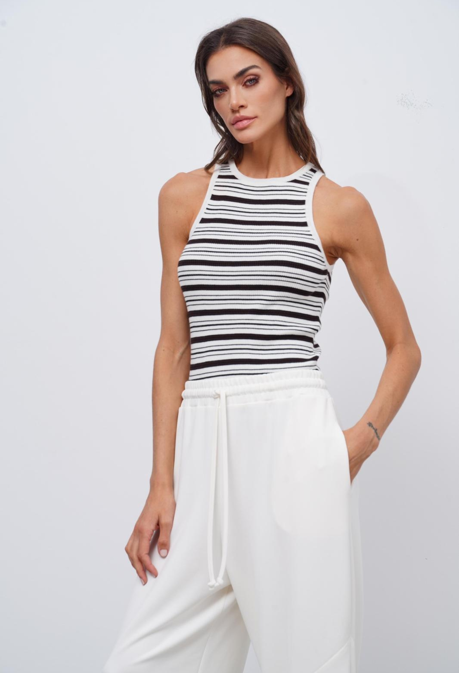 32-0003 Striped Ribbed Tank Top - Brand: Cream Rouge - Women & Kids, Baby Clothes Wholesale - TheBS Women