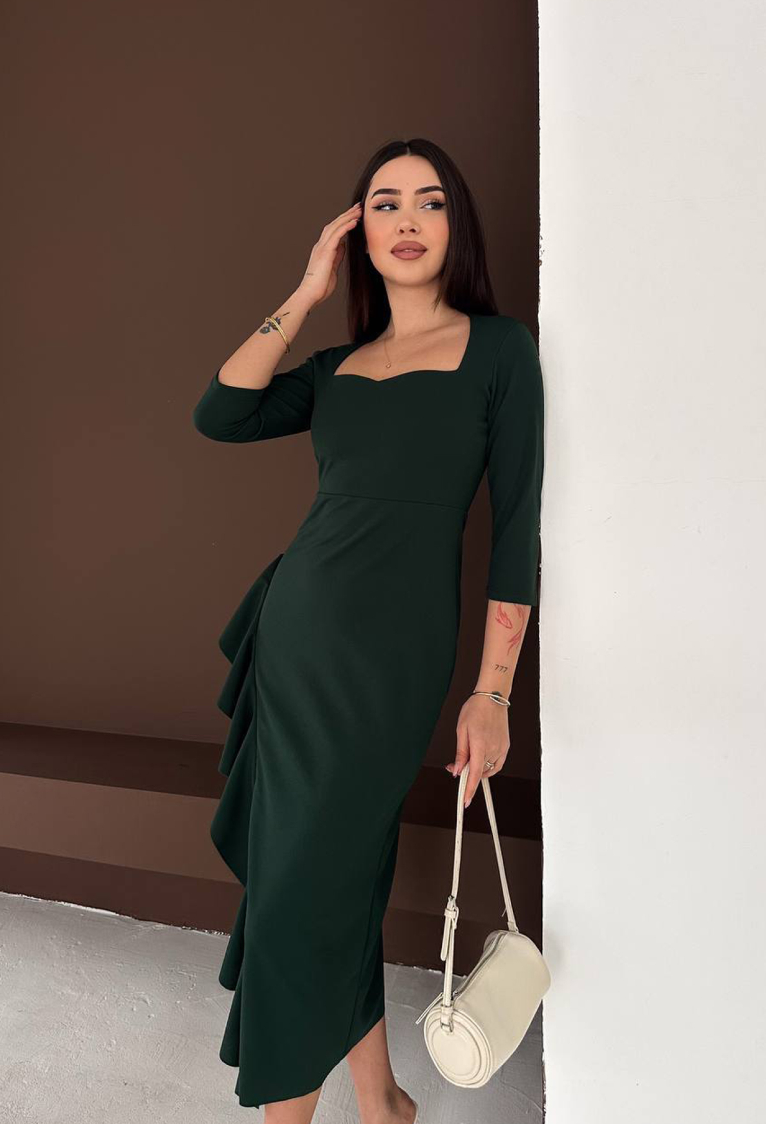 Elegant Green Fit And Flare Midi Dress - Brand: Mode Roy - Women & Kids, Baby Clothes Wholesale - TheBS Women