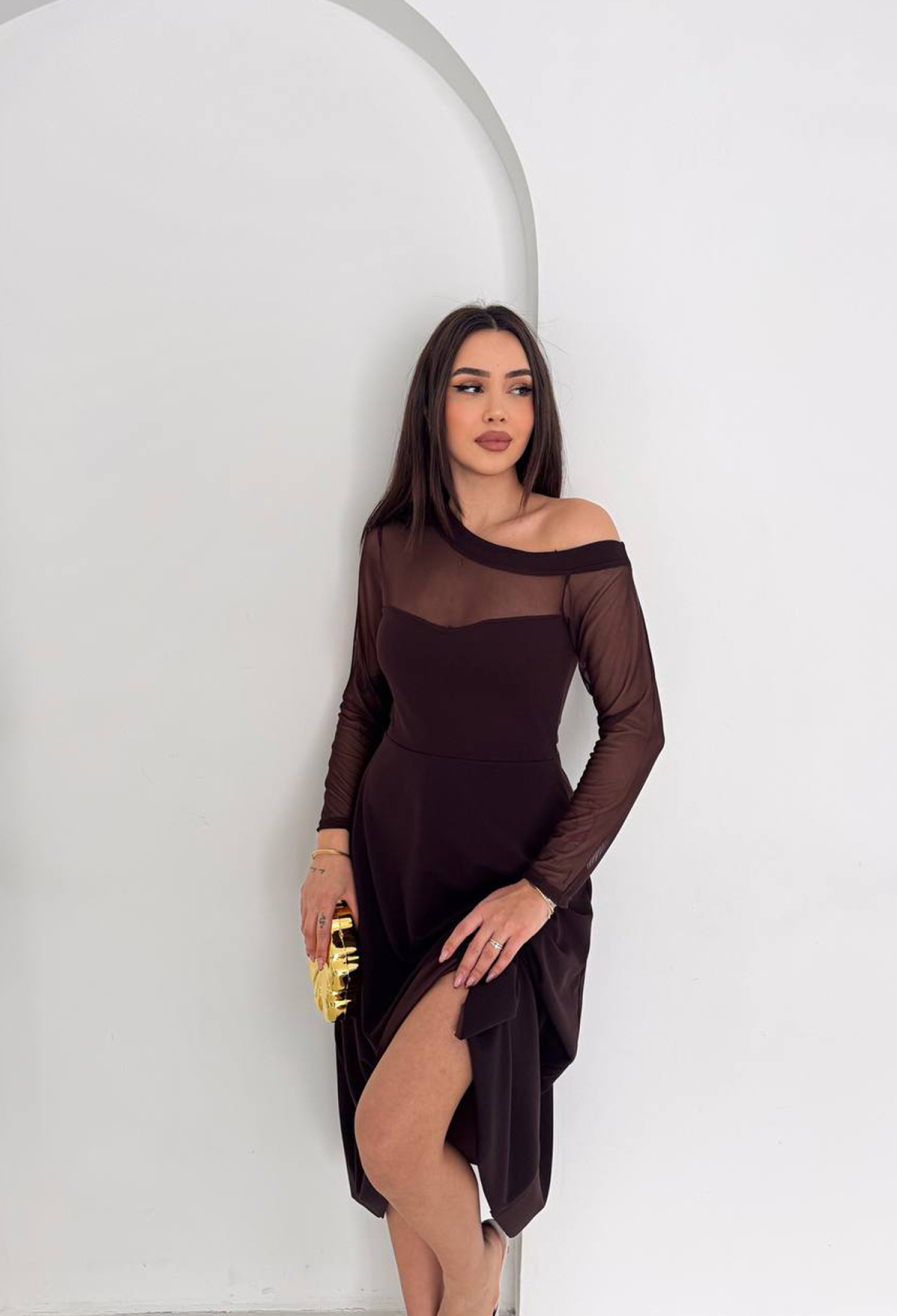 Elegant Black Fit And Flare One Shoulder Dress - Brand: Mode Roy - Women & Kids, Baby Clothes Wholesale - TheBS Women