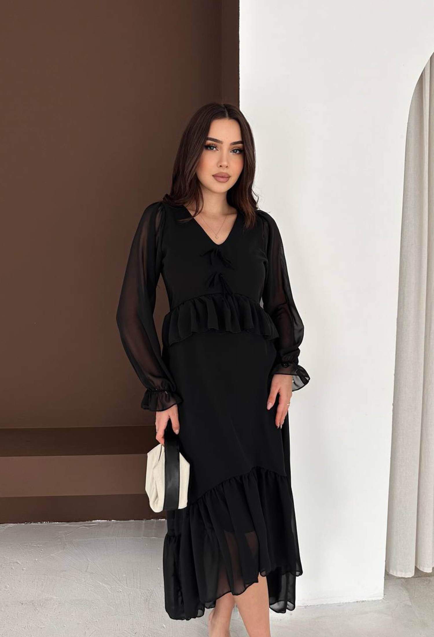 Elegant Black Fit And Flare Midi Dress - Brand: Mode Roy - Women & Kids, Baby Clothes Wholesale - TheBS Women