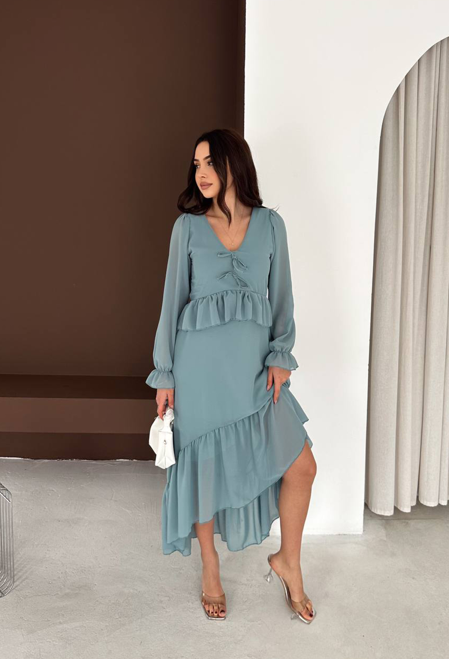 Blue Elegant Fit And Flare Dress - Brand: Mode Roy - Women & Kids, Baby Clothes Wholesale - TheBS Women