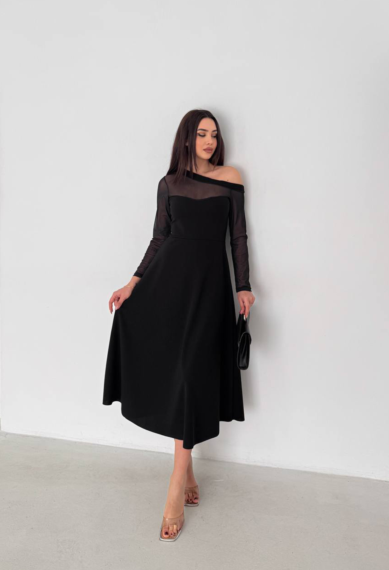 Elegant Black Fit And Flare Midi Dress - Brand: Mode Roy - Women & Kids, Baby Clothes Wholesale - TheBS Women