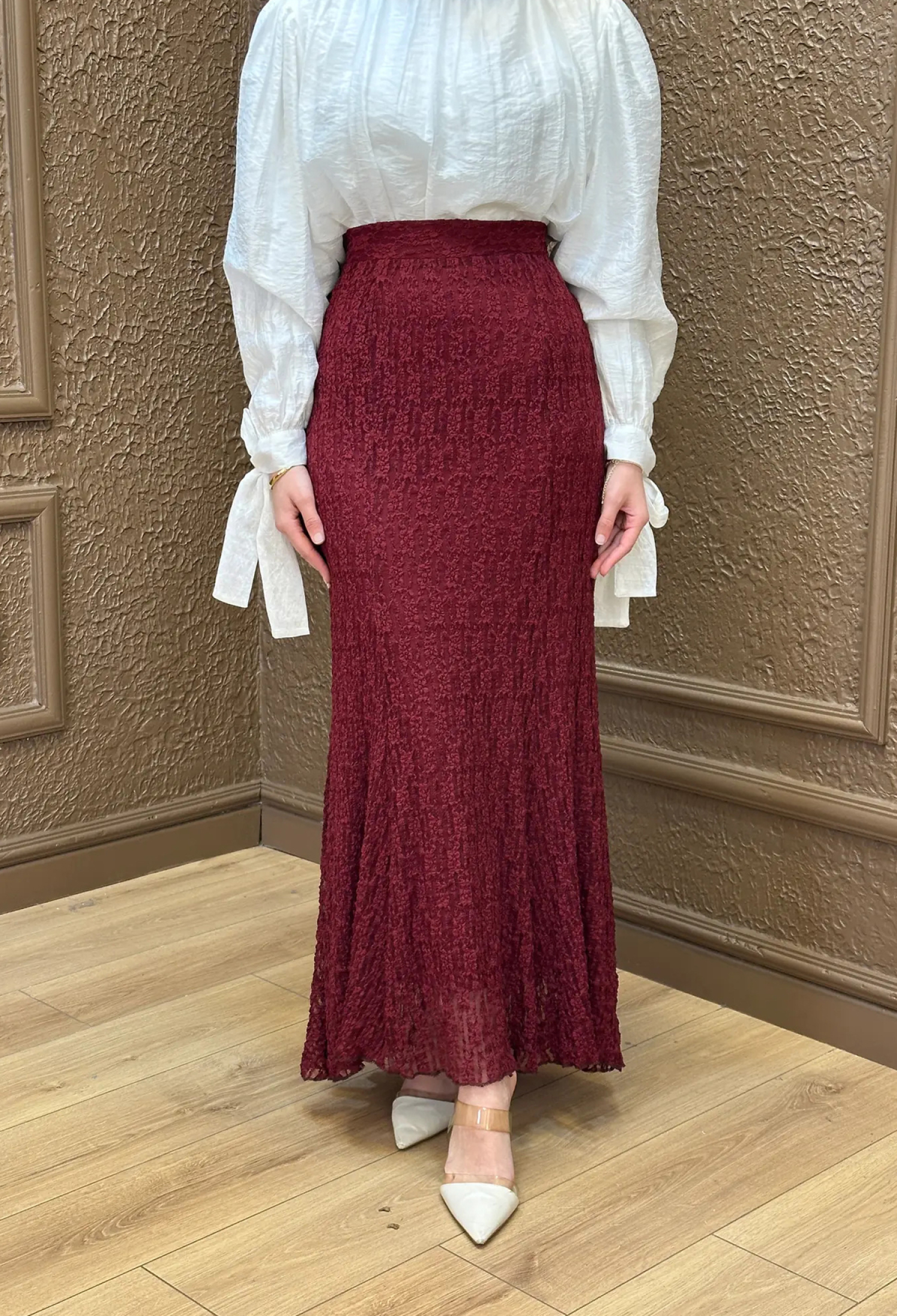 Claret Red Mermaid Maxi Skirt - Brand: Mode Roy - Women & Kids, Baby Clothes Wholesale - TheBS Women