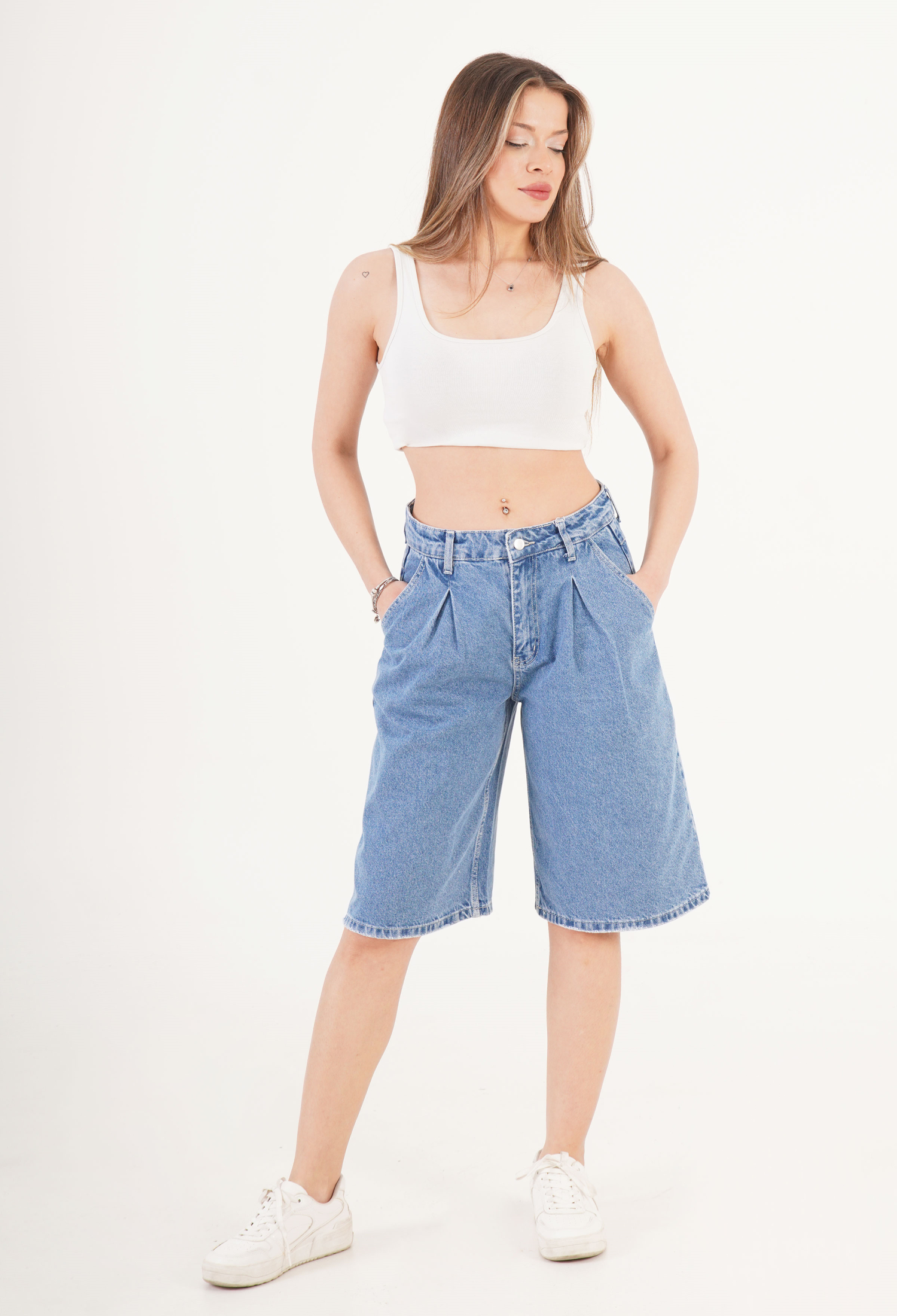 Casual Bermuda Shorts High Waist Streetwear - Brand: Lustrin - Women & Kids, Baby Clothes Wholesale - TheBS Women