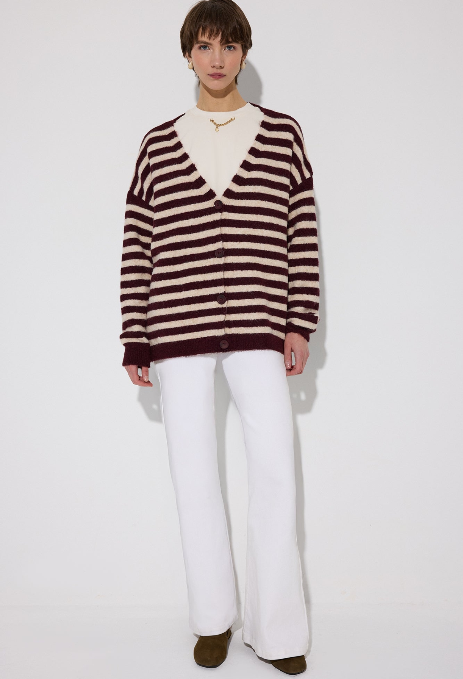 Cardigan With Striped Oversized Fit - Brand: Touche Prive - Women & Kids, Baby Clothes Wholesale - TheBS Women