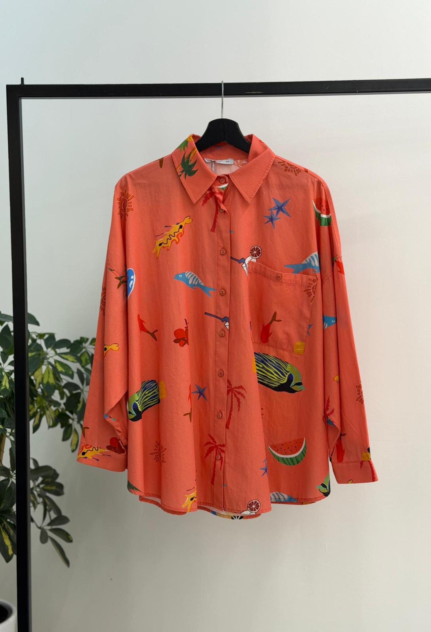 Red Casual Buttoned Shirt With Notched Neck - Brand: Cream Rouge - Women & Kids, Baby Clothes Wholesale - TheBS Women