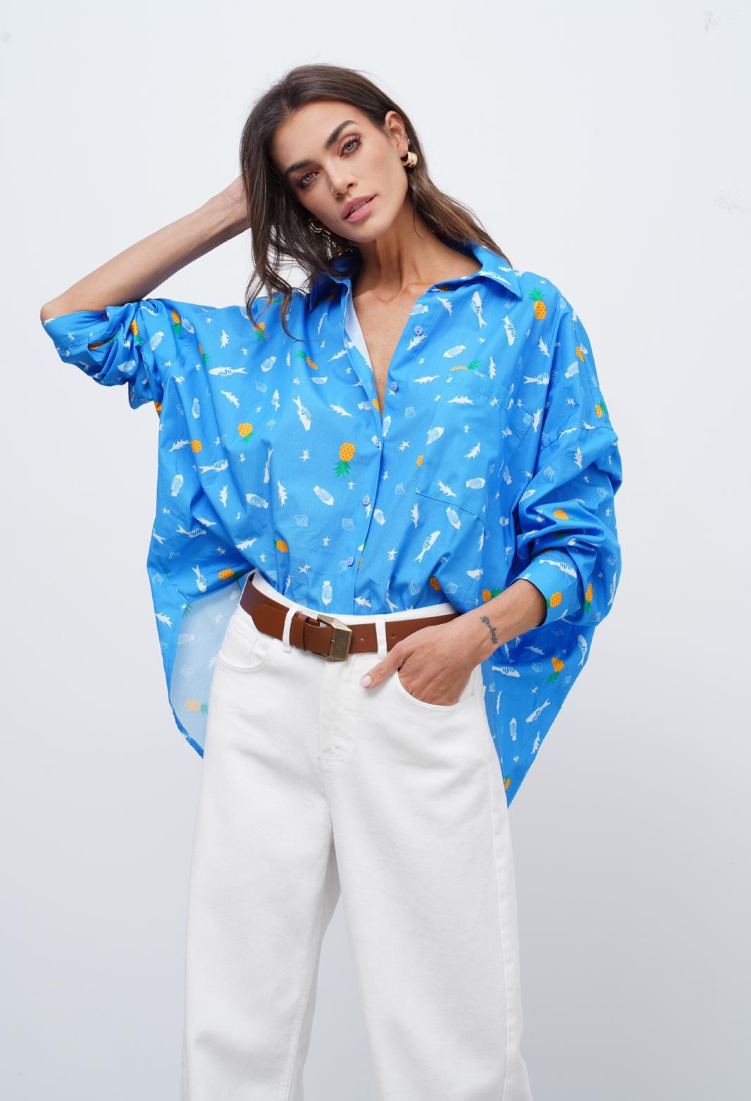 Oversized Casual Shirt With Buttoned Closure - Brand: Cream Rouge - Women & Kids, Baby Clothes Wholesale - TheBS Women