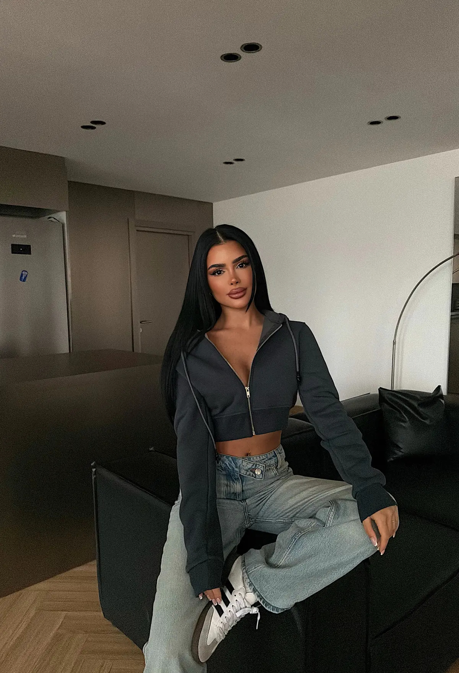 Black Casual Sporty Slim Fit Cardigan - Brand: EYYO ATELIER - Women & Kids, Baby Clothes Wholesale - TheBS Women