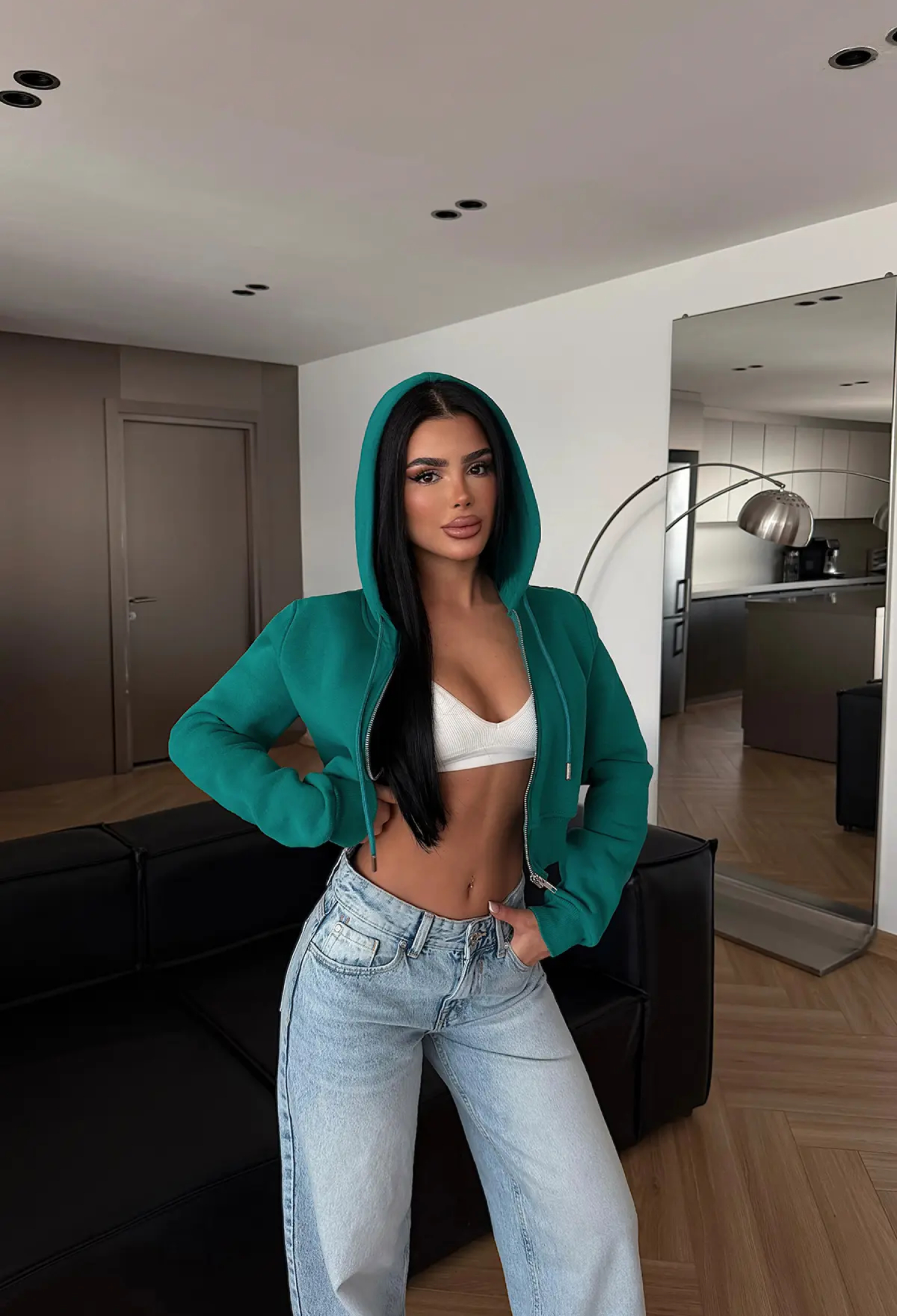 Slim Fit Casual Zip-Up V-Neck Crop Cardigan - Brand: EYYO ATELIER - Women & Kids, Baby Clothes Wholesale - TheBS Women