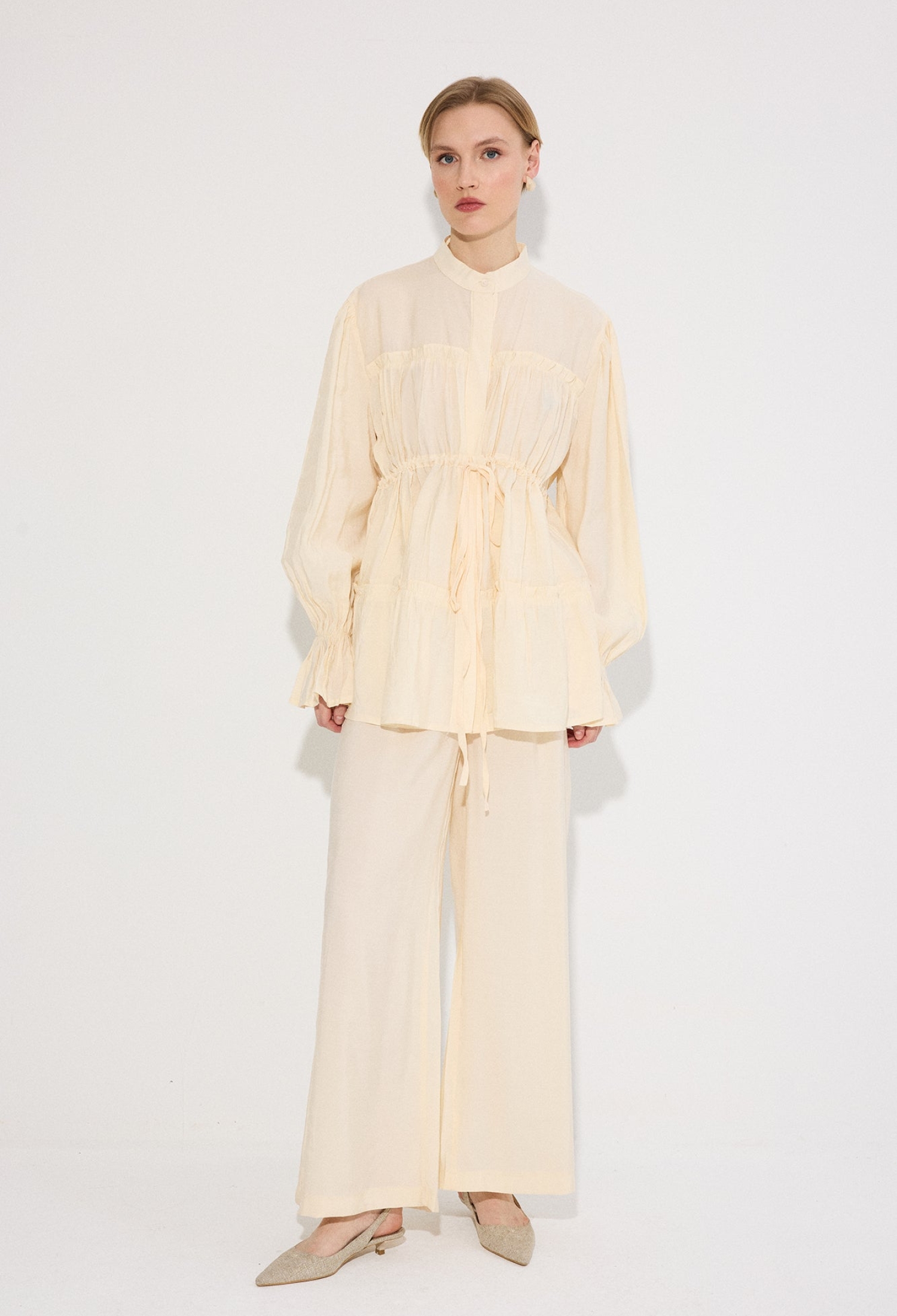 Beige Elegant Casual Set With Palazzo Pants - Brand: Touche Prive - Women & Kids, Baby Clothes Wholesale - TheBS Women