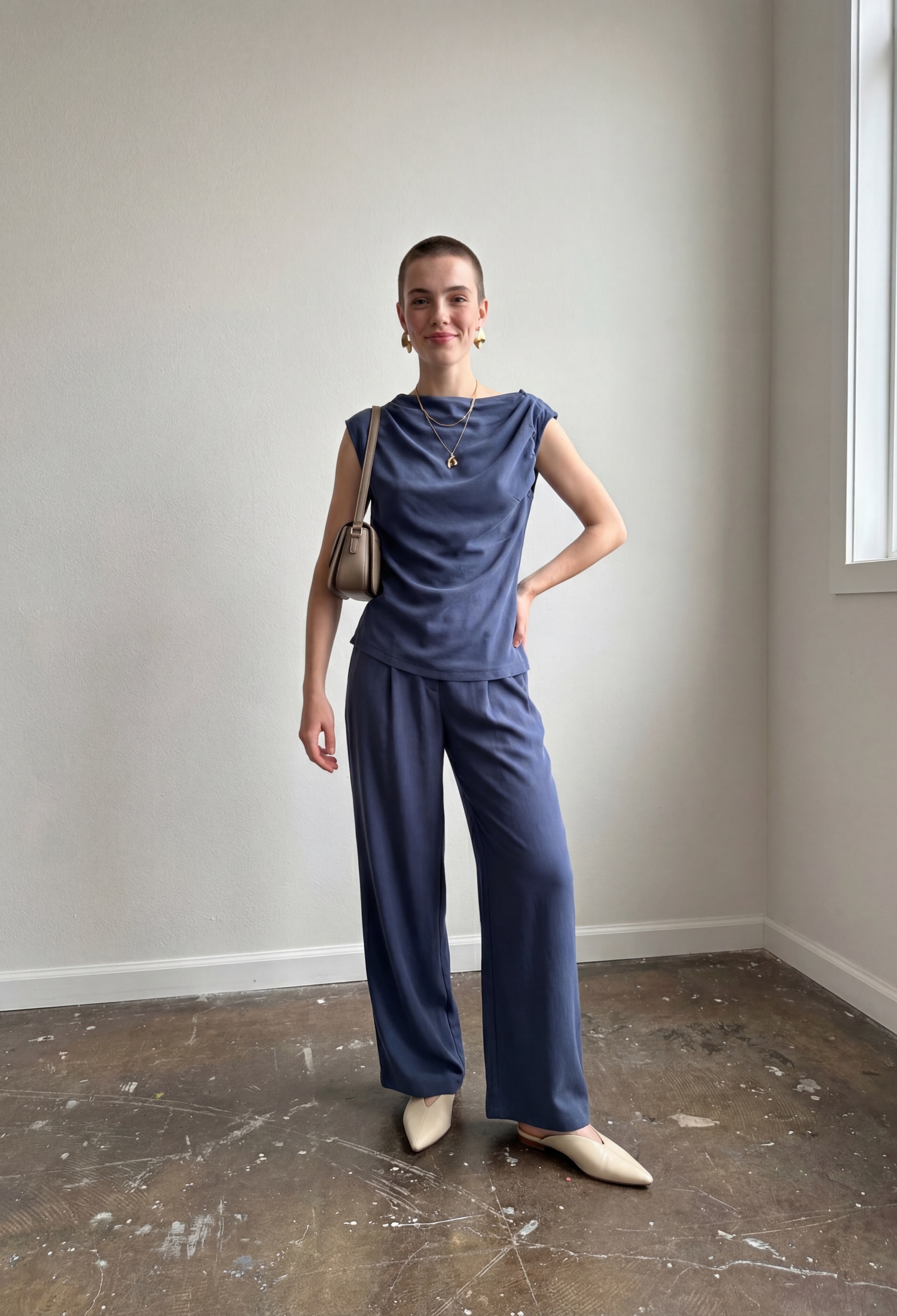 Blue Elegant Suit With Wide Leg Palazzo Pants - Brand: My Fashion - Women & Kids, Baby Clothes Wholesale - TheBS Women