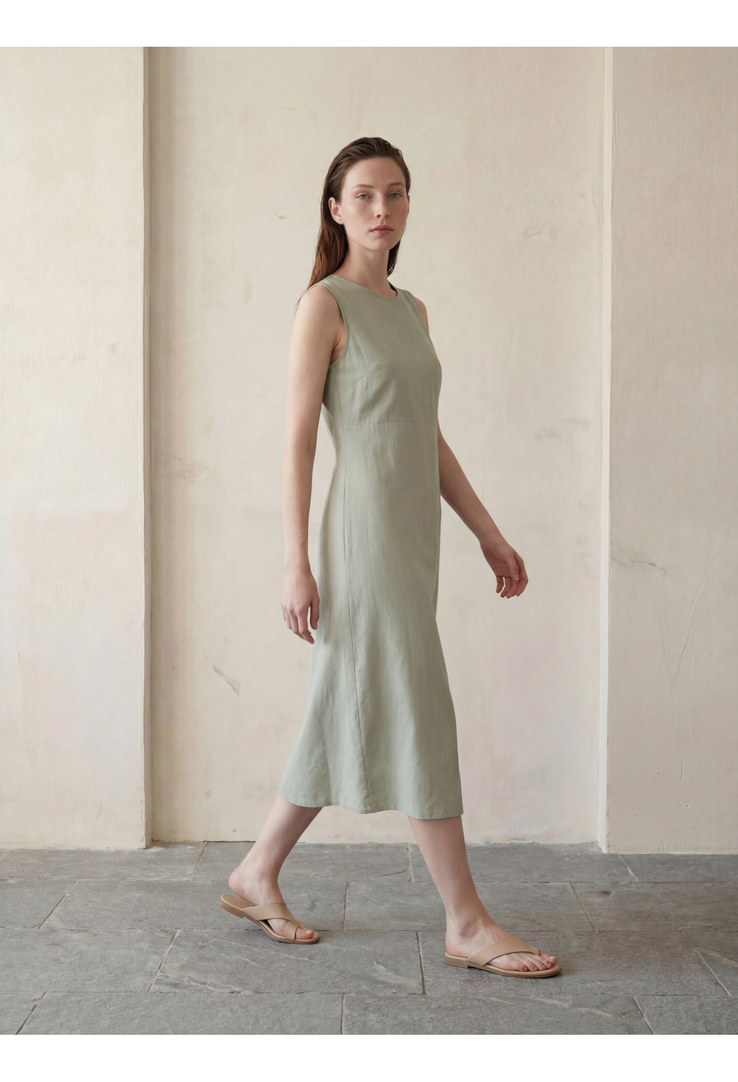 Khaki Sleeveless Sheath Dress With Cap Sleeves - Brand: My Fashion - Women & Kids, Baby Clothes Wholesale - TheBS Women