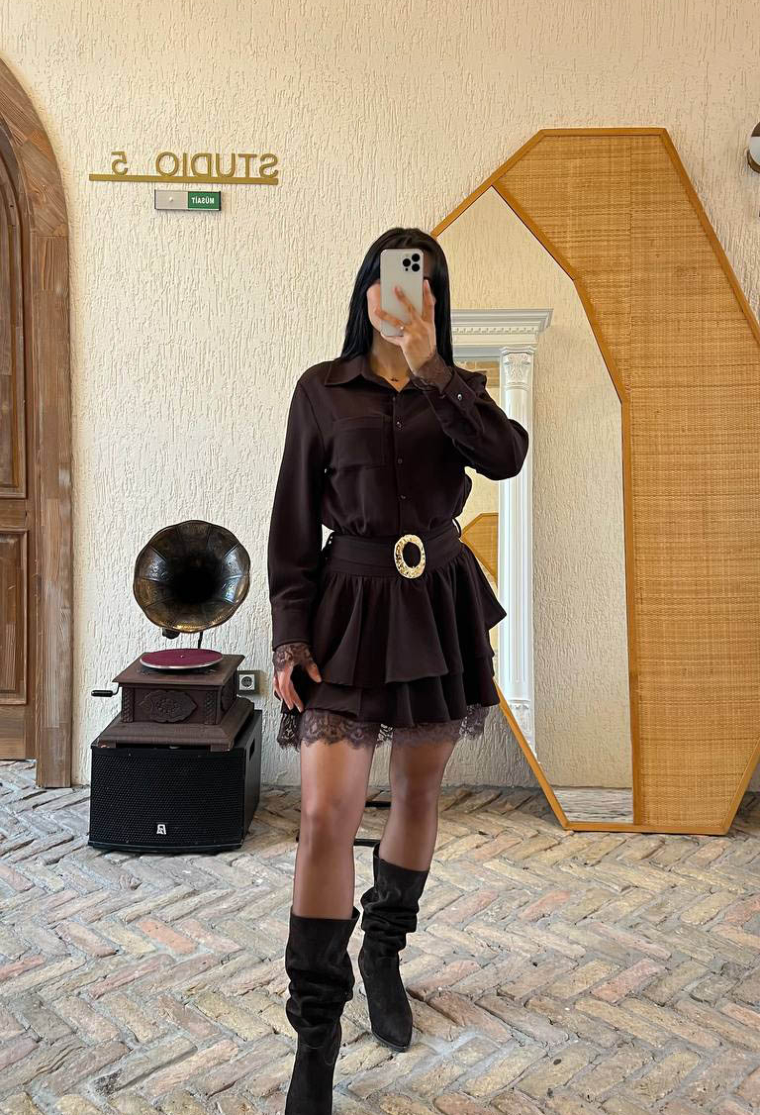 Elegant Black Mini Shirt Dress With Notched Neck - Brand: Mode Roy - Women & Kids, Baby Clothes Wholesale - TheBS Women