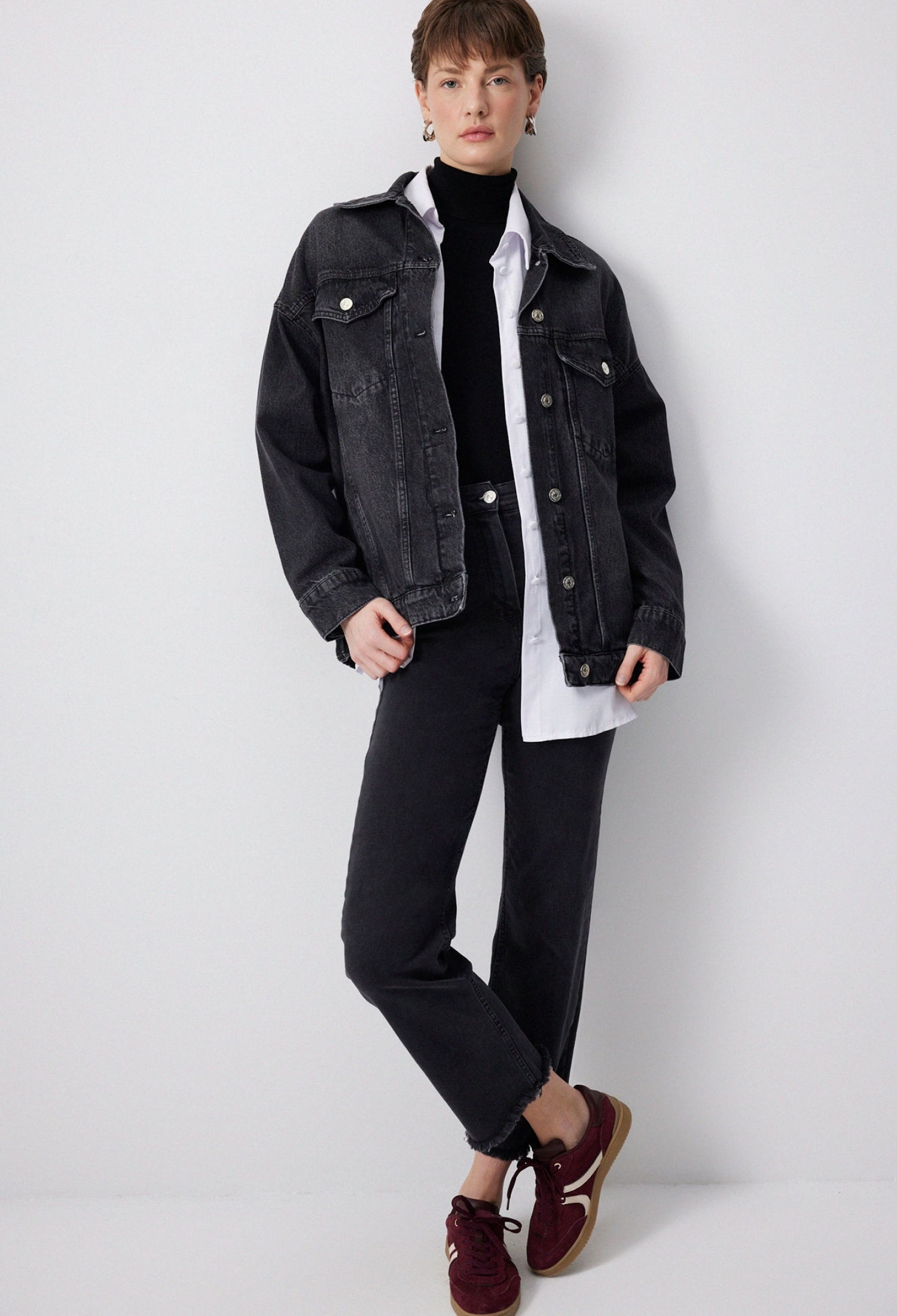 Black Oversized Fit Casual Overshirt Jacket - Brand: Touche Prive - Women & Kids, Baby Clothes Wholesale - TheBS Women