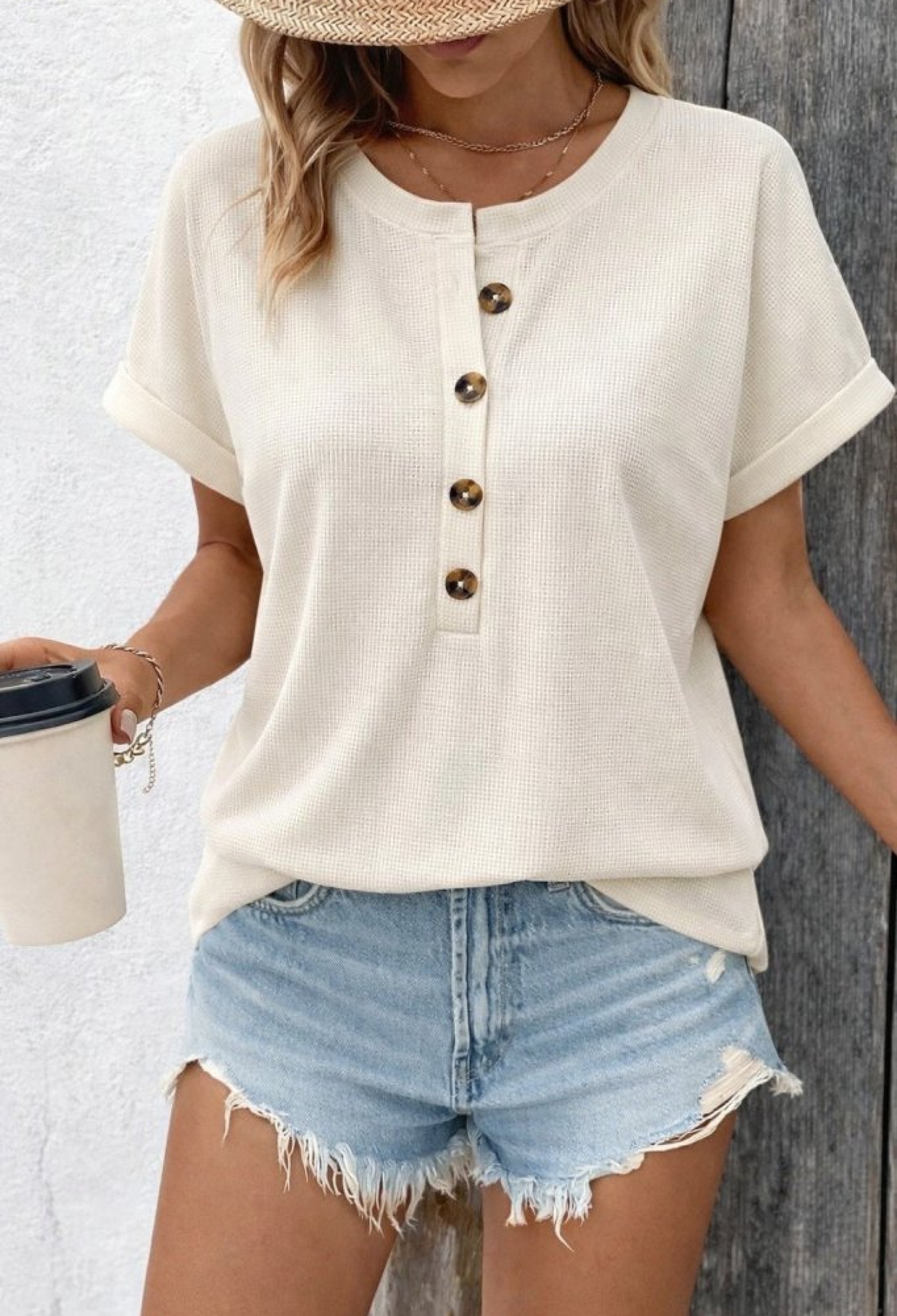 Beige Casual Boho Blouse With Half Sleeves - Brand: Janes - Women & Kids, Baby Clothes Wholesale - TheBS Women