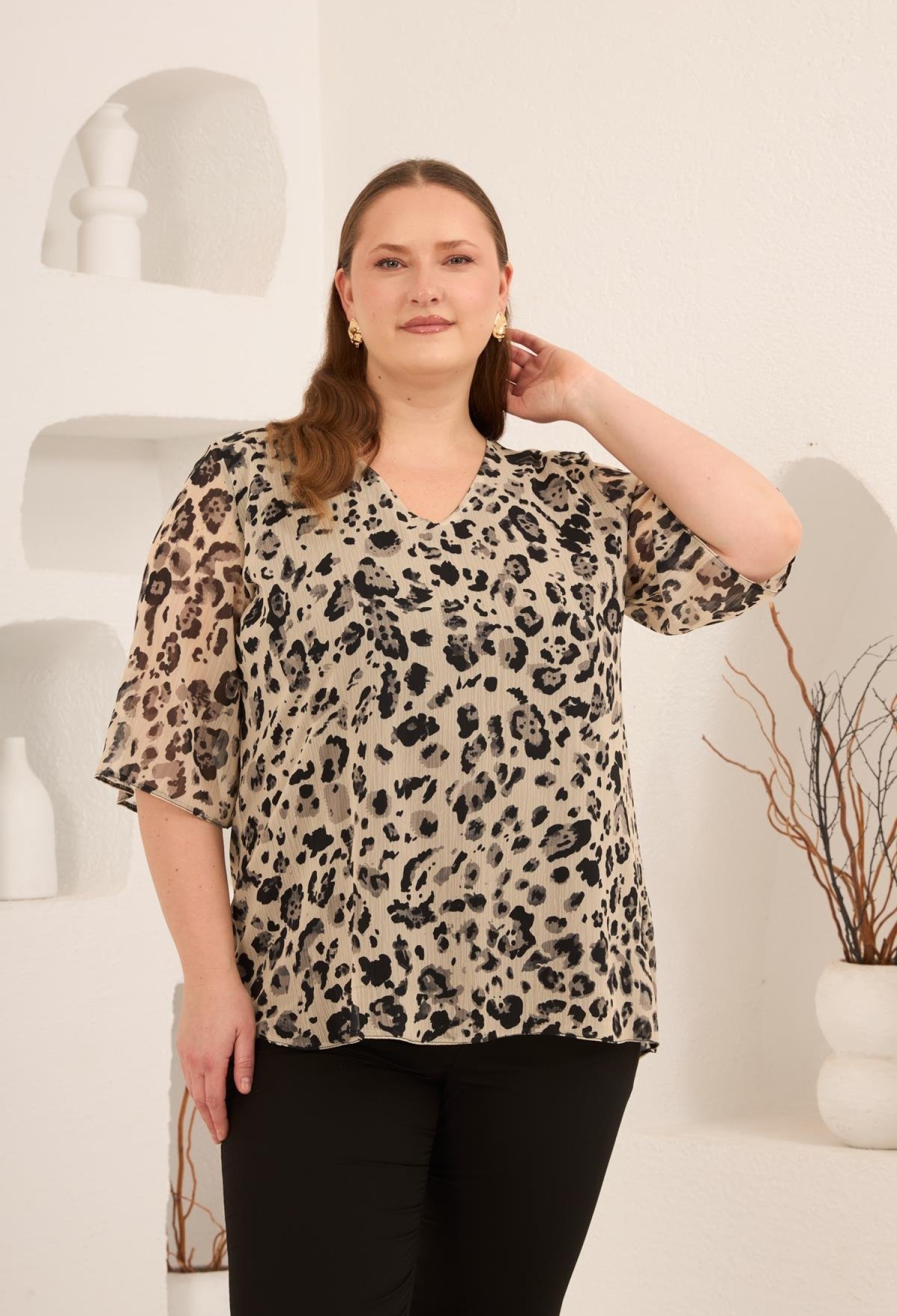 Beige Plus Size Casual Elegant Blouse - Brand: RMG - Women & Kids, Baby Clothes Wholesale - TheBS Women