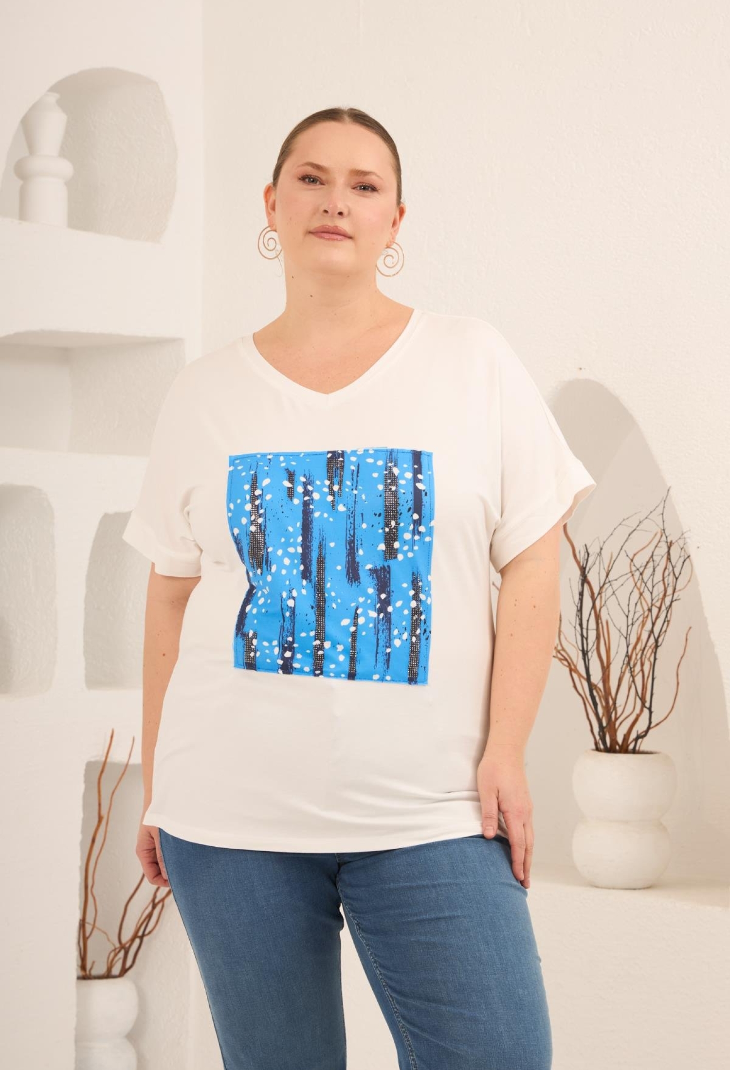 White Plus Size Casual Tshirt V-Neck - Brand: RMG - Women & Kids, Baby Clothes Wholesale - TheBS Women