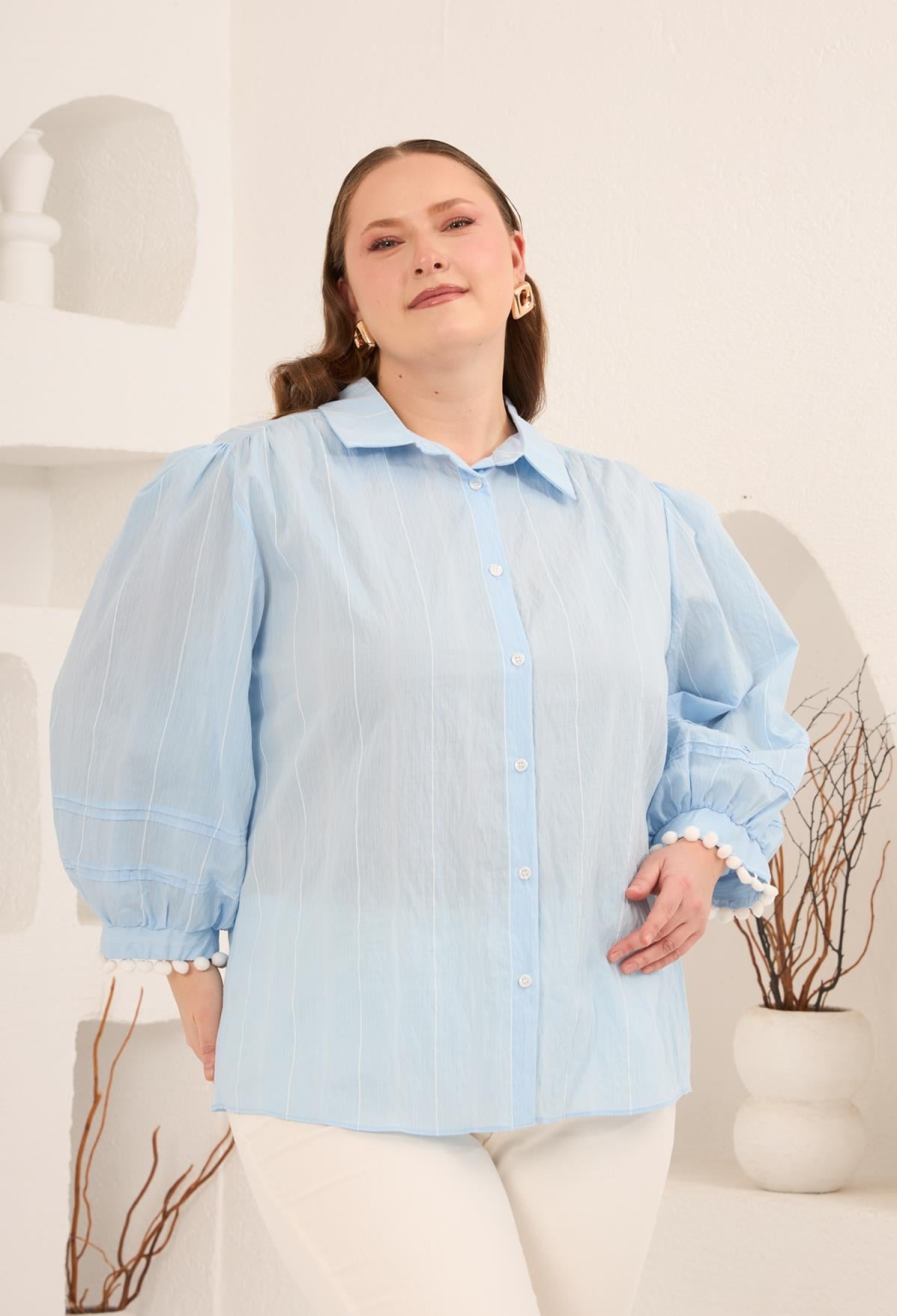 Elegant Blue Plus Size Casual Shirt - Brand: RMG - Women & Kids, Baby Clothes Wholesale - TheBS Women