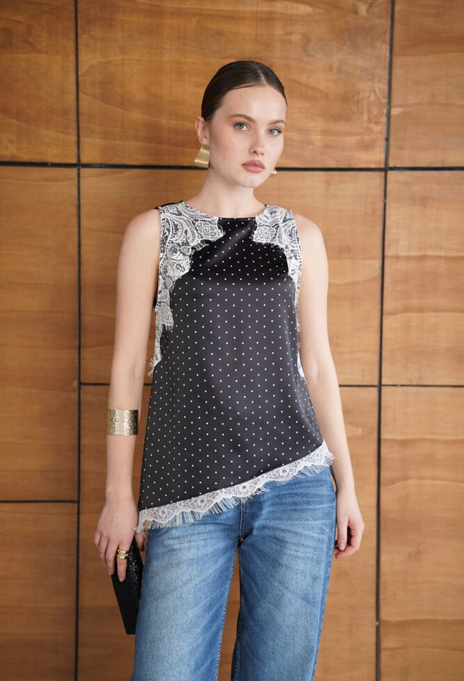 Polka Dot Patchwork Sleeveless Blouse - Brand: Topshow - Women & Kids, Baby Clothes Wholesale - TheBS Women