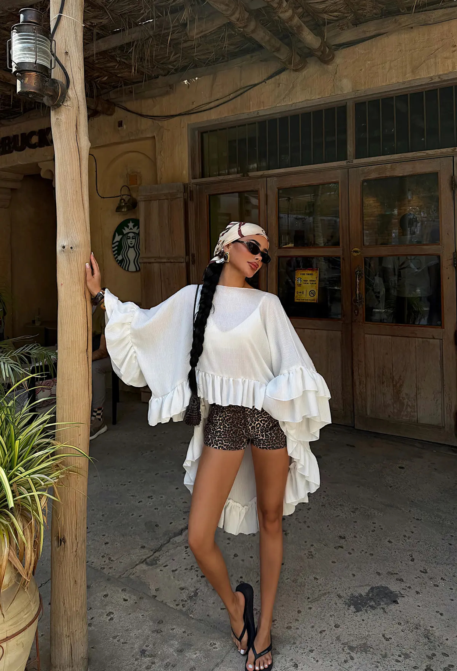 White Oversized Fit Ruffle Sleeve Blouse - Brand: EYYO ATELIER - Women & Kids, Baby Clothes Wholesale - TheBS Women