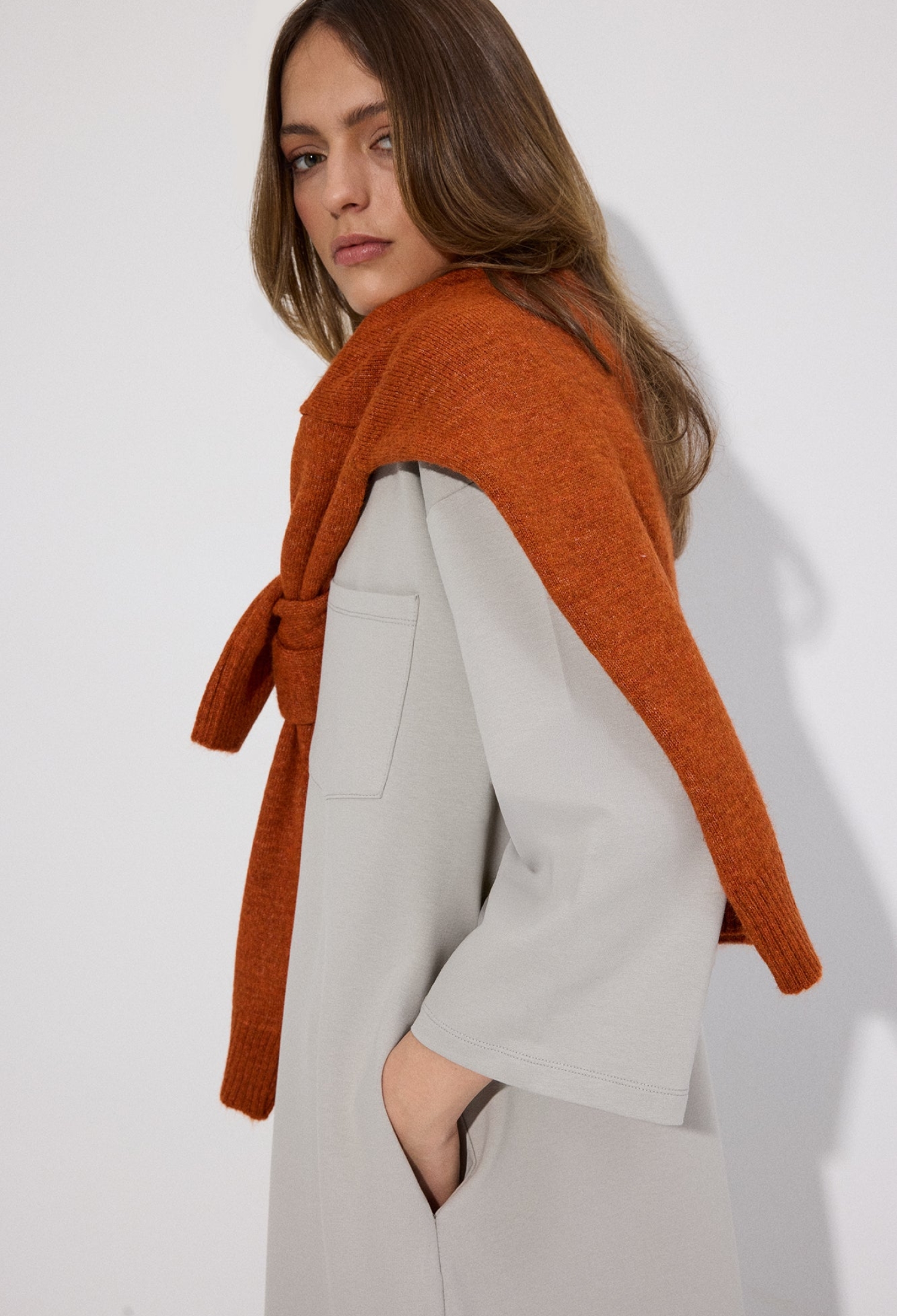 Beige Casual Modest Shift Dress With High Neck - Brand: Touche Prive - Women & Kids, Baby Clothes Wholesale - TheBS Women