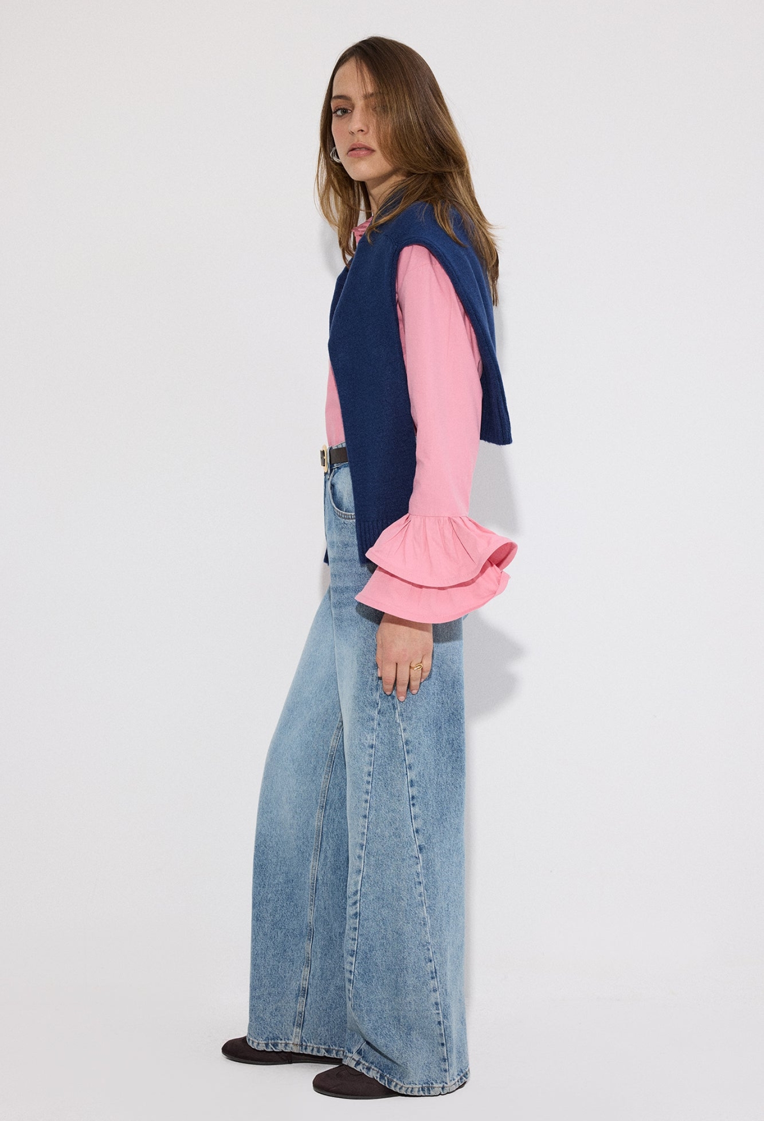 Casual Elegant Preppy Shirt With Ruffle Sleeves - Brand: Touche Prive - Women & Kids, Baby Clothes Wholesale - TheBS Women