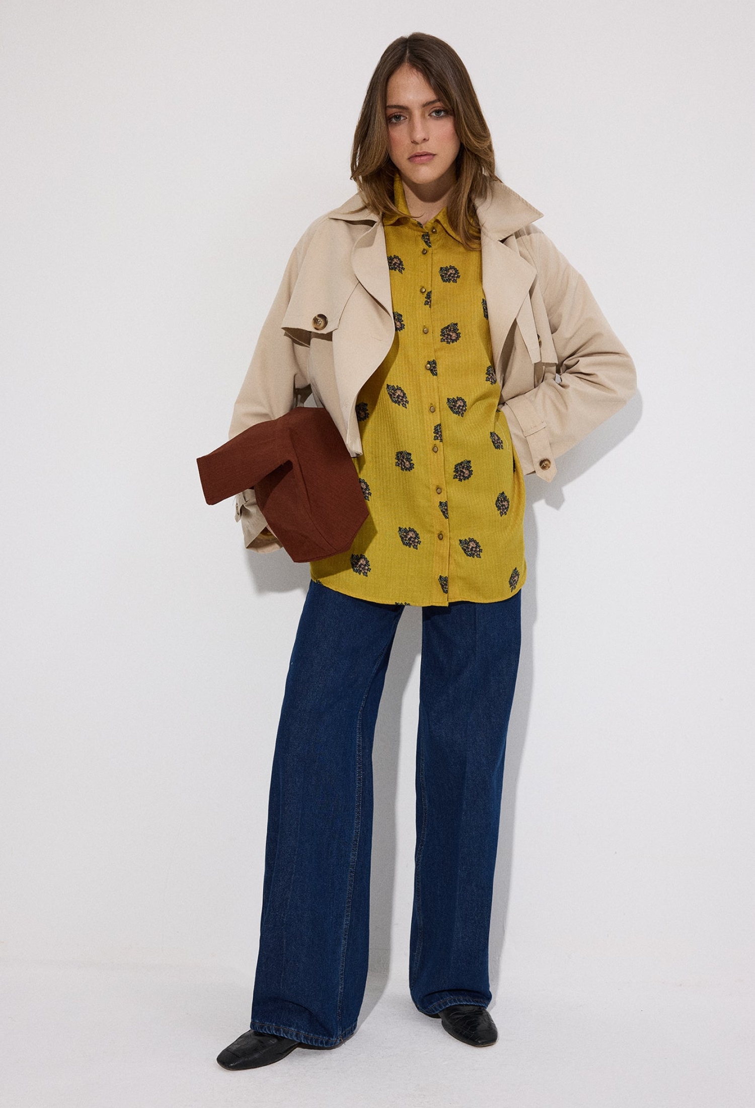 Oversized Floral Shirt With Polo Neck - Brand: Touche Prive - Women & Kids, Baby Clothes Wholesale - TheBS Women